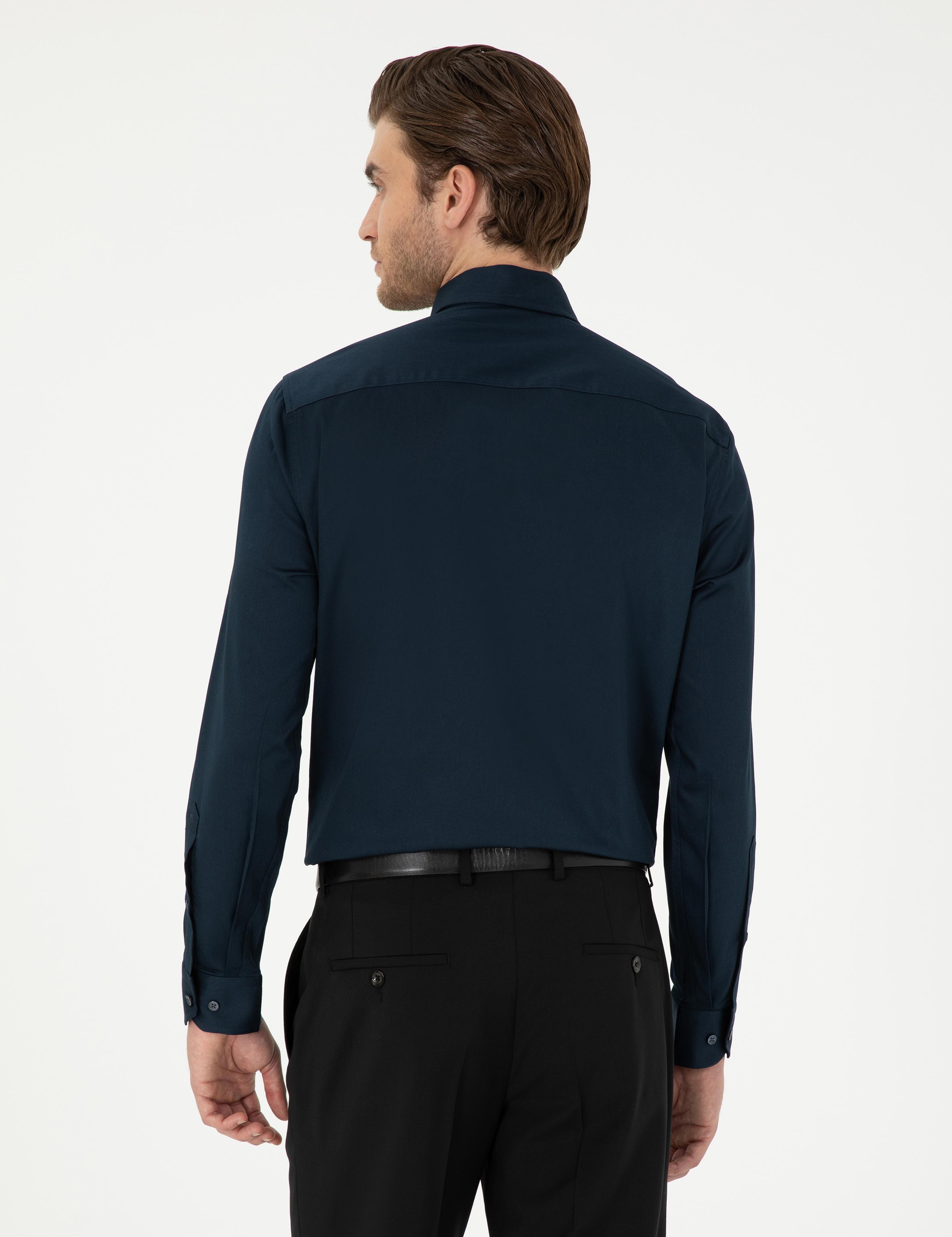 Lacivert Ex. Slim Fit Uzun Kollu Basic Gömlek