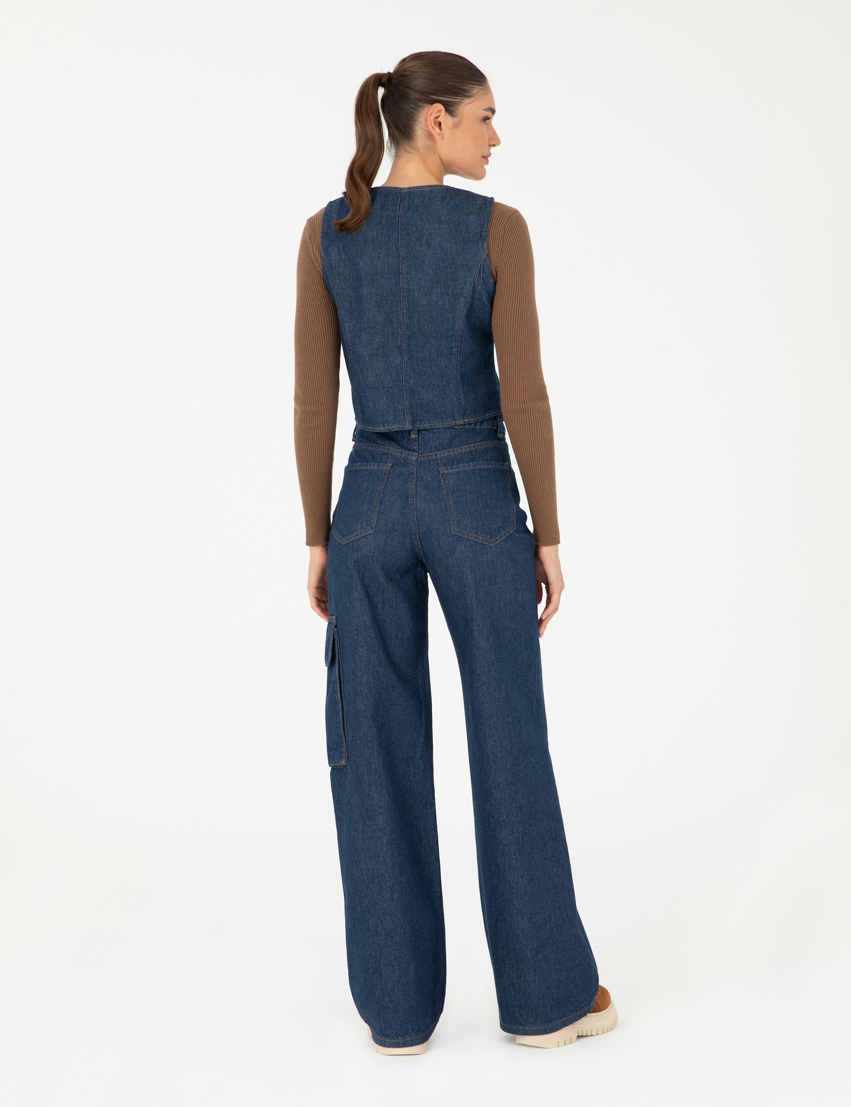 İndigo Loose Fit Jean Pantolon