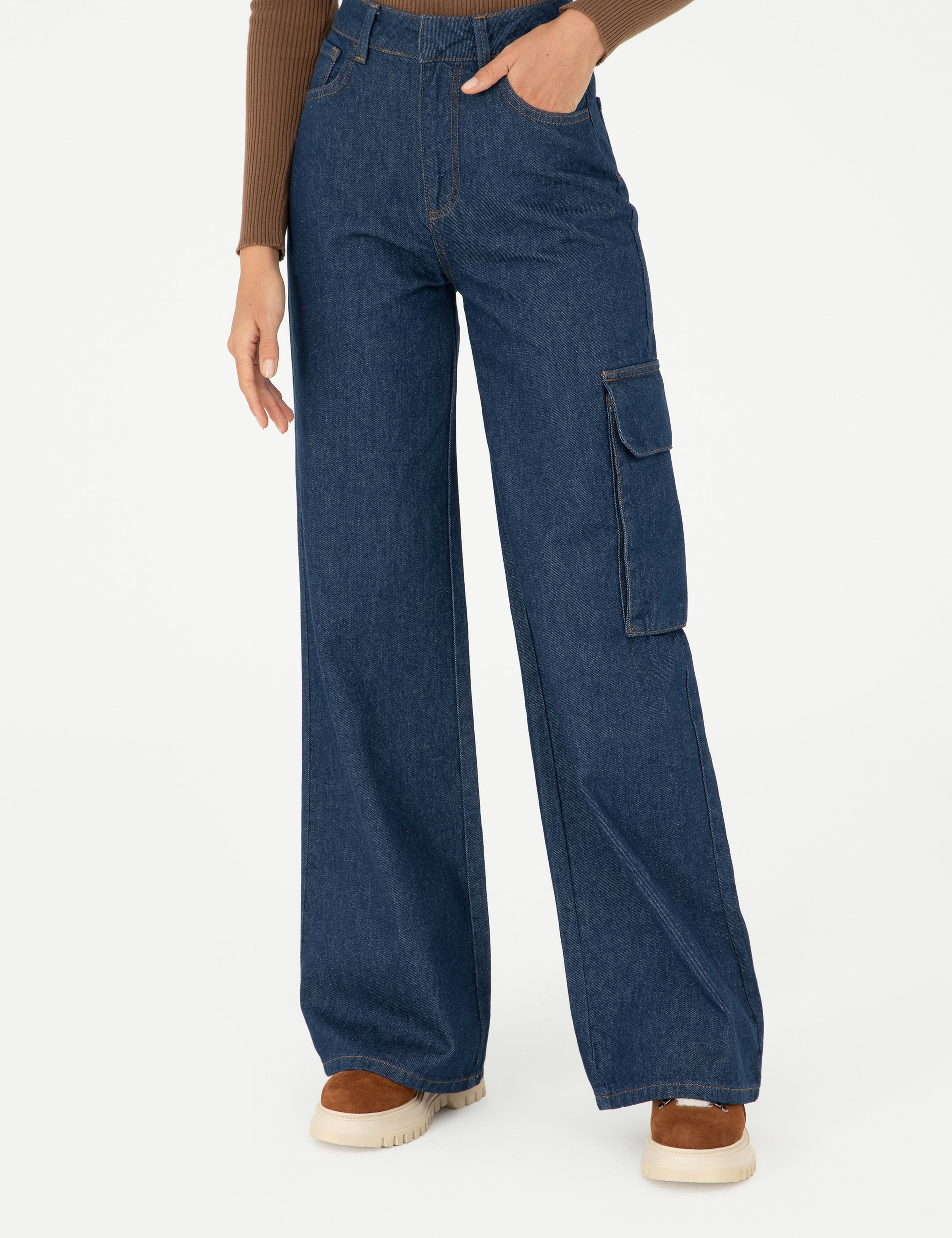 İndigo Loose Fit Jean Pantolon