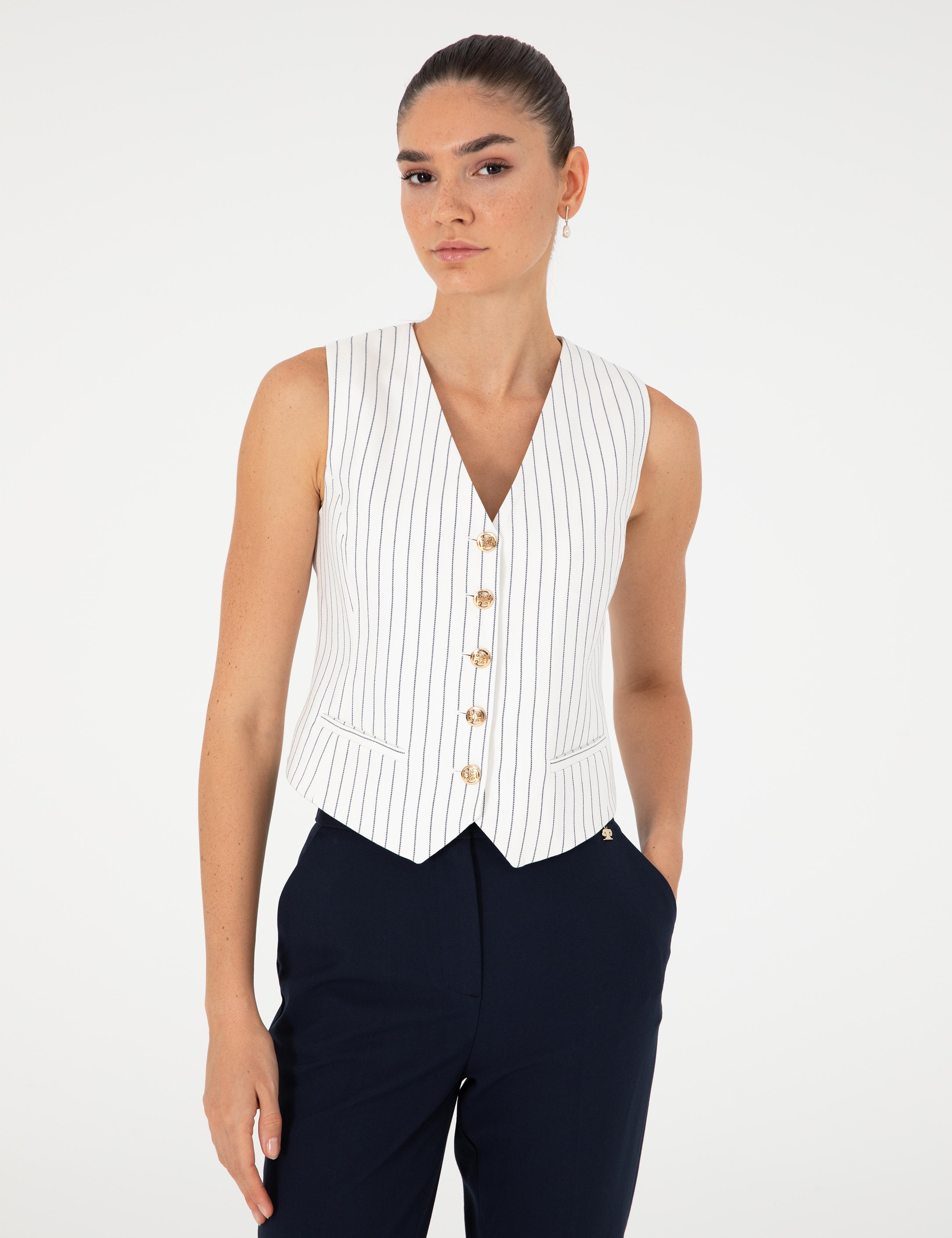 Ekru Crop Top Yelek