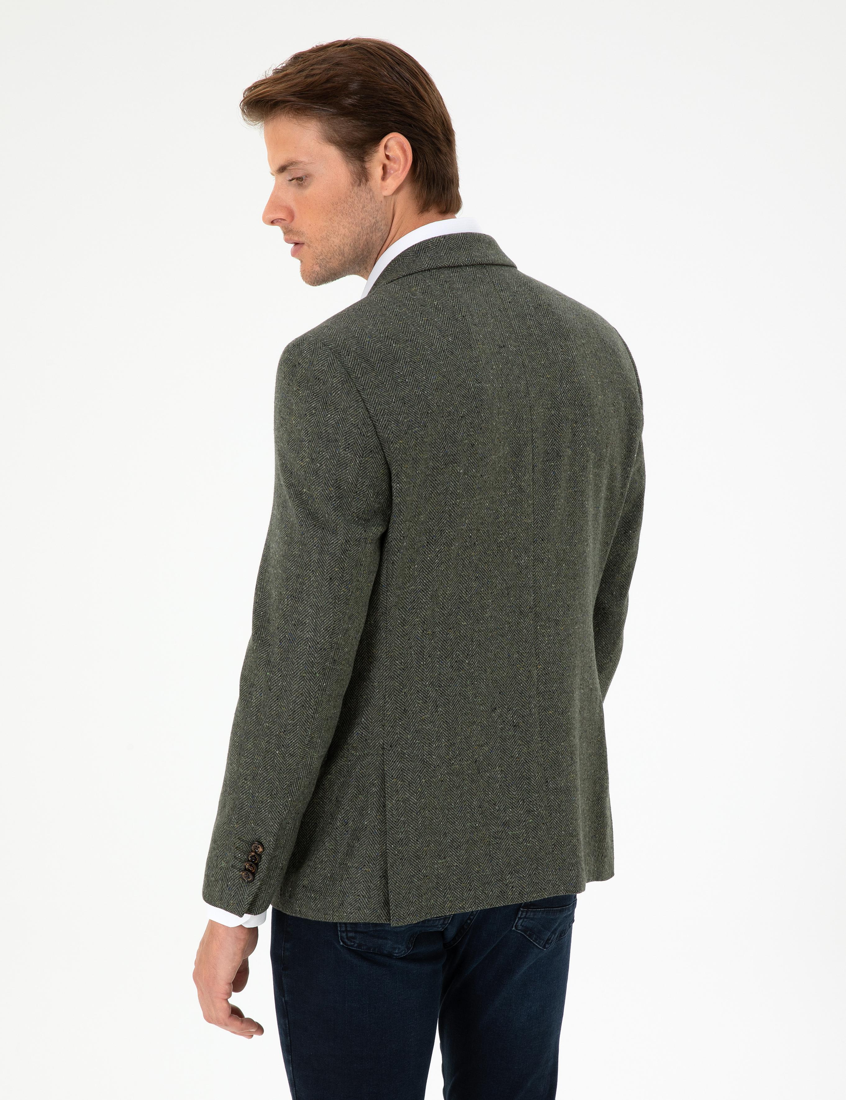 Haki Slim Fit Ceket