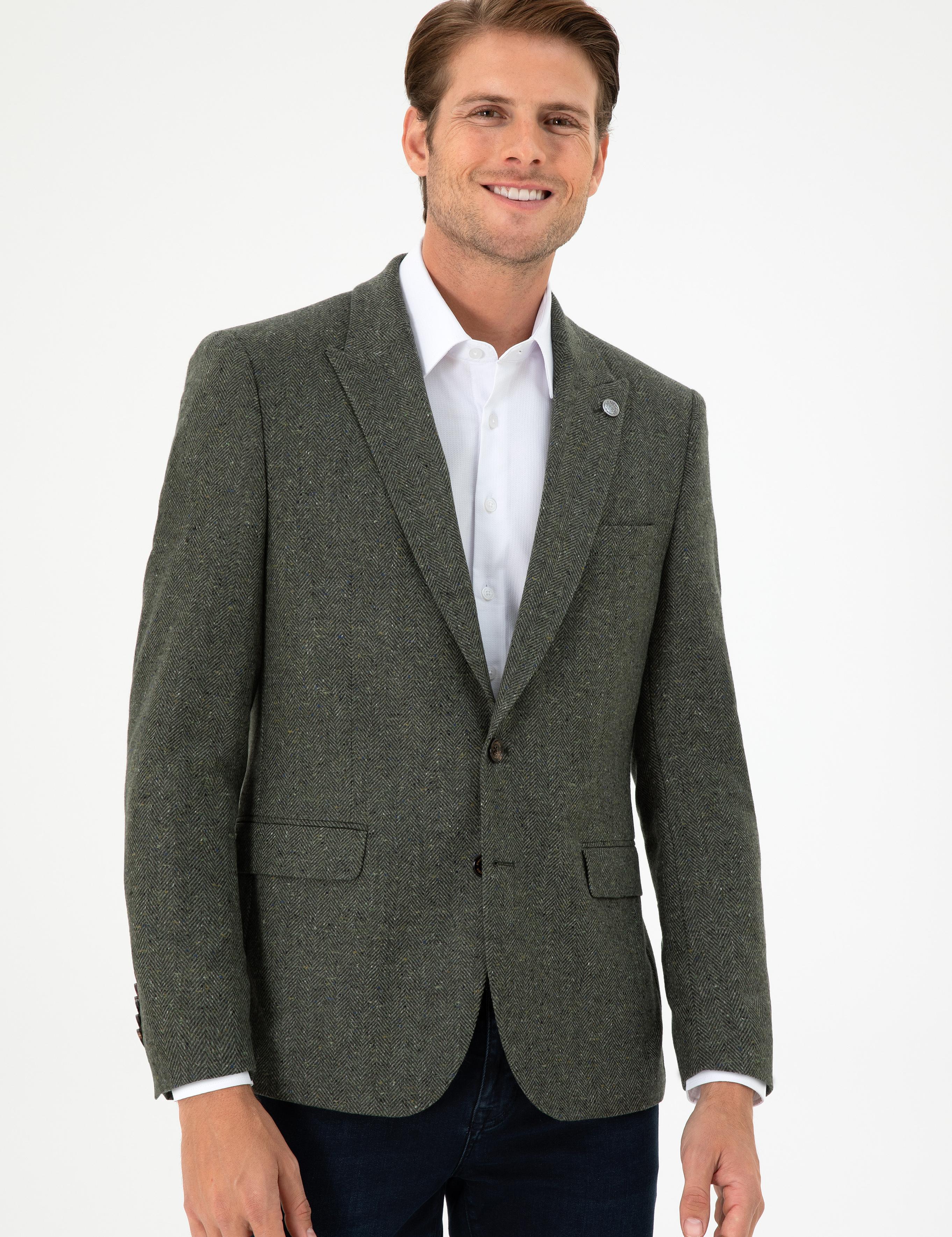 Haki Slim Fit Ceket