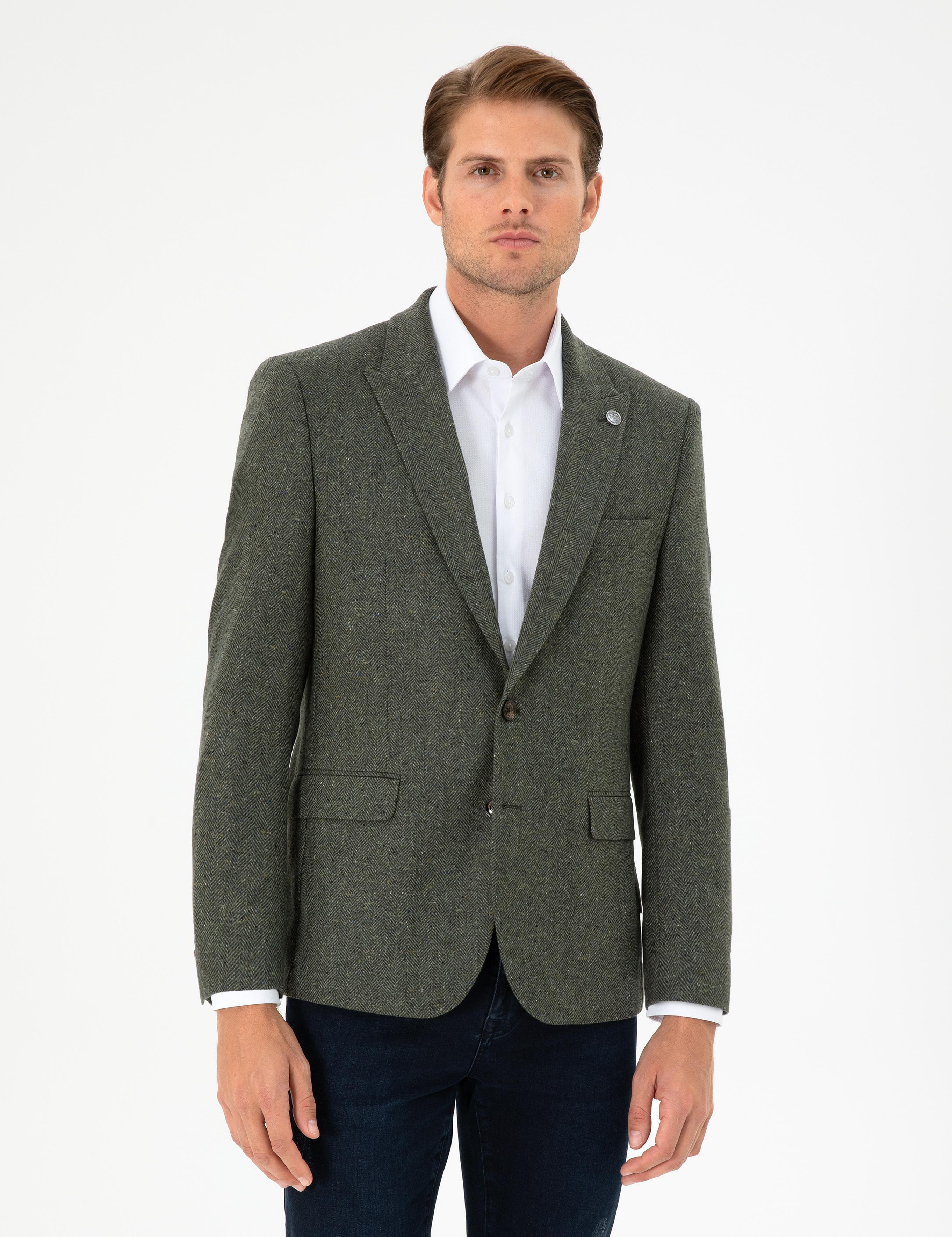 Haki Slim Fit Ceket