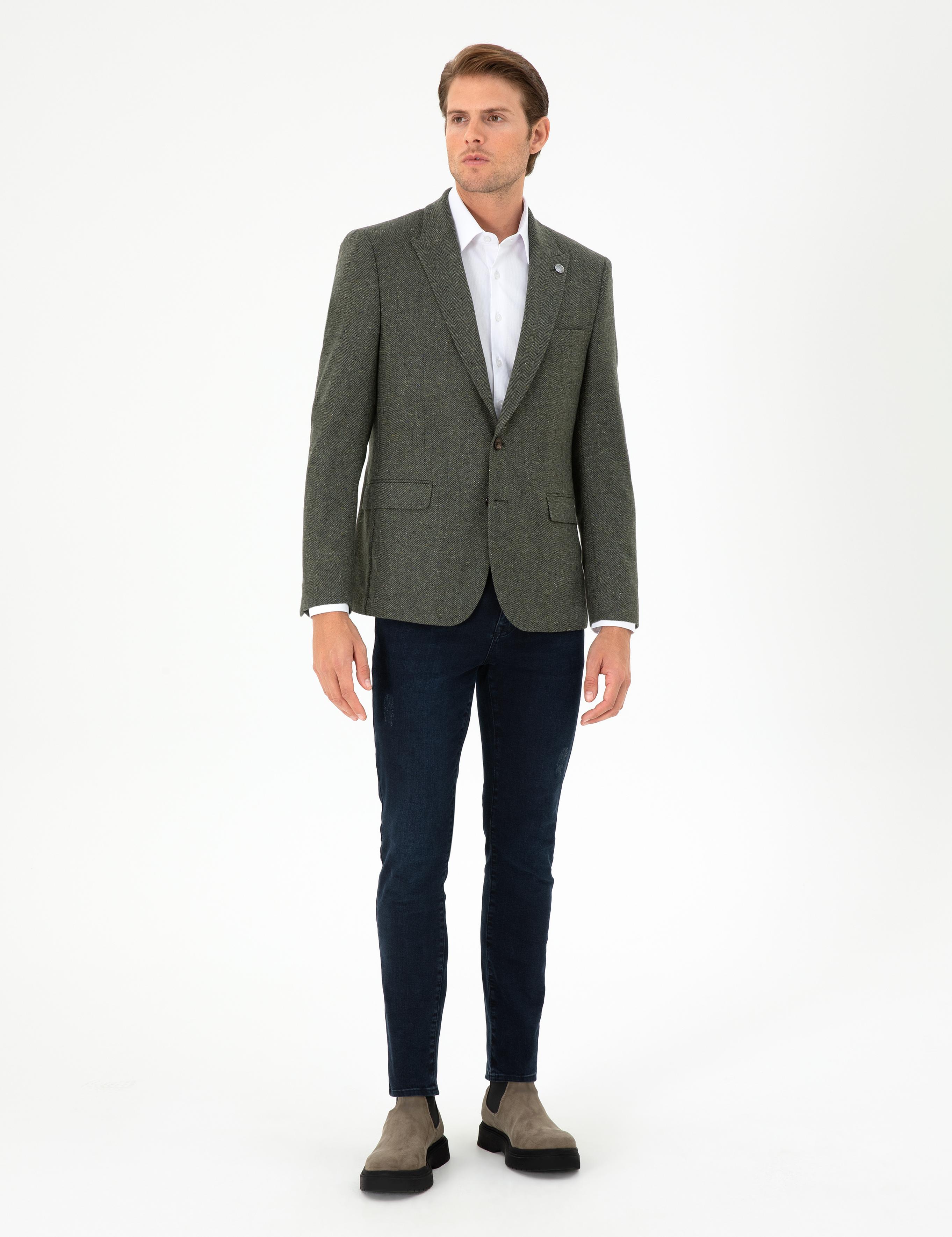 Haki Slim Fit Ceket