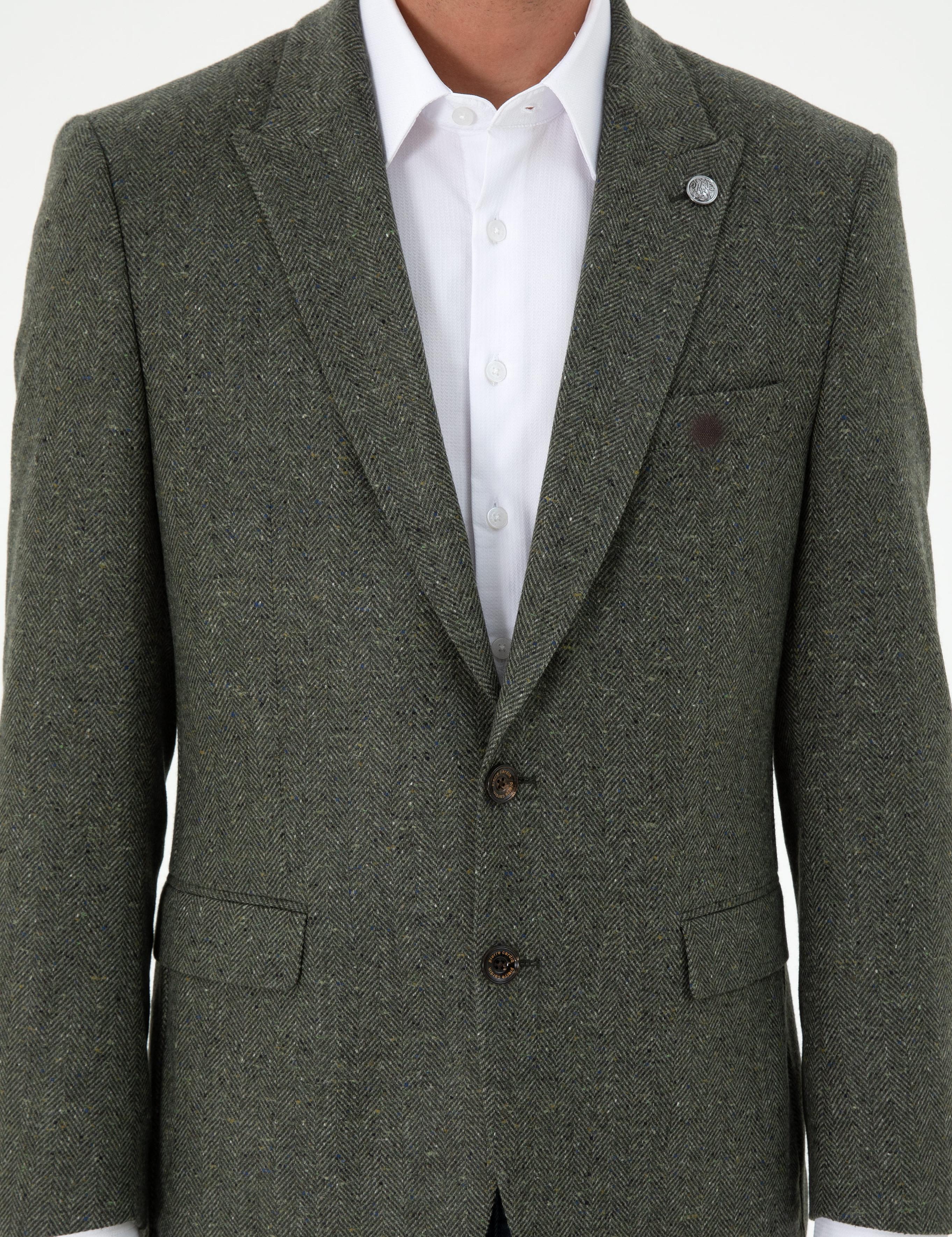Haki Slim Fit Ceket