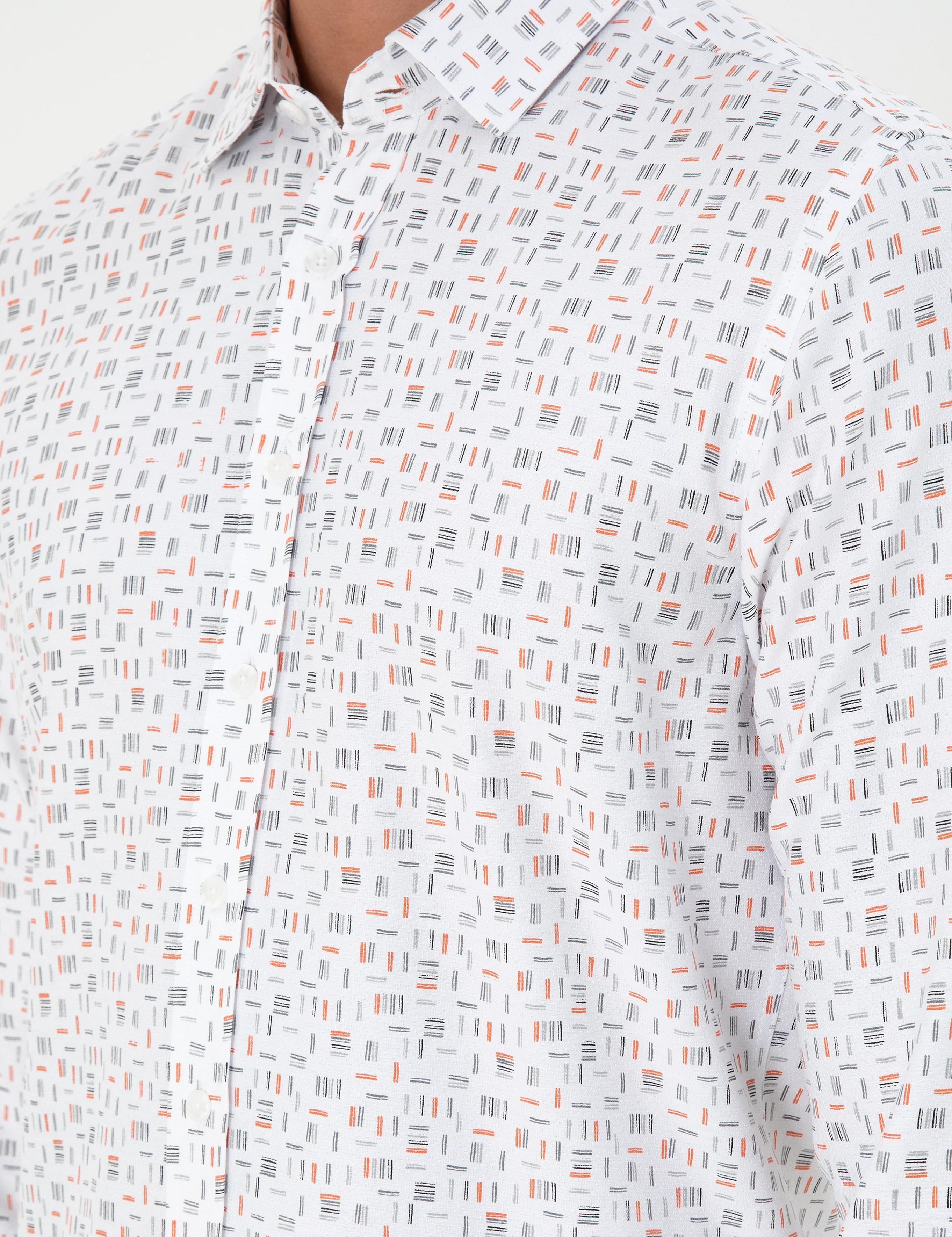 Turuncu Slim Fit Uzun Kollu Gömlek