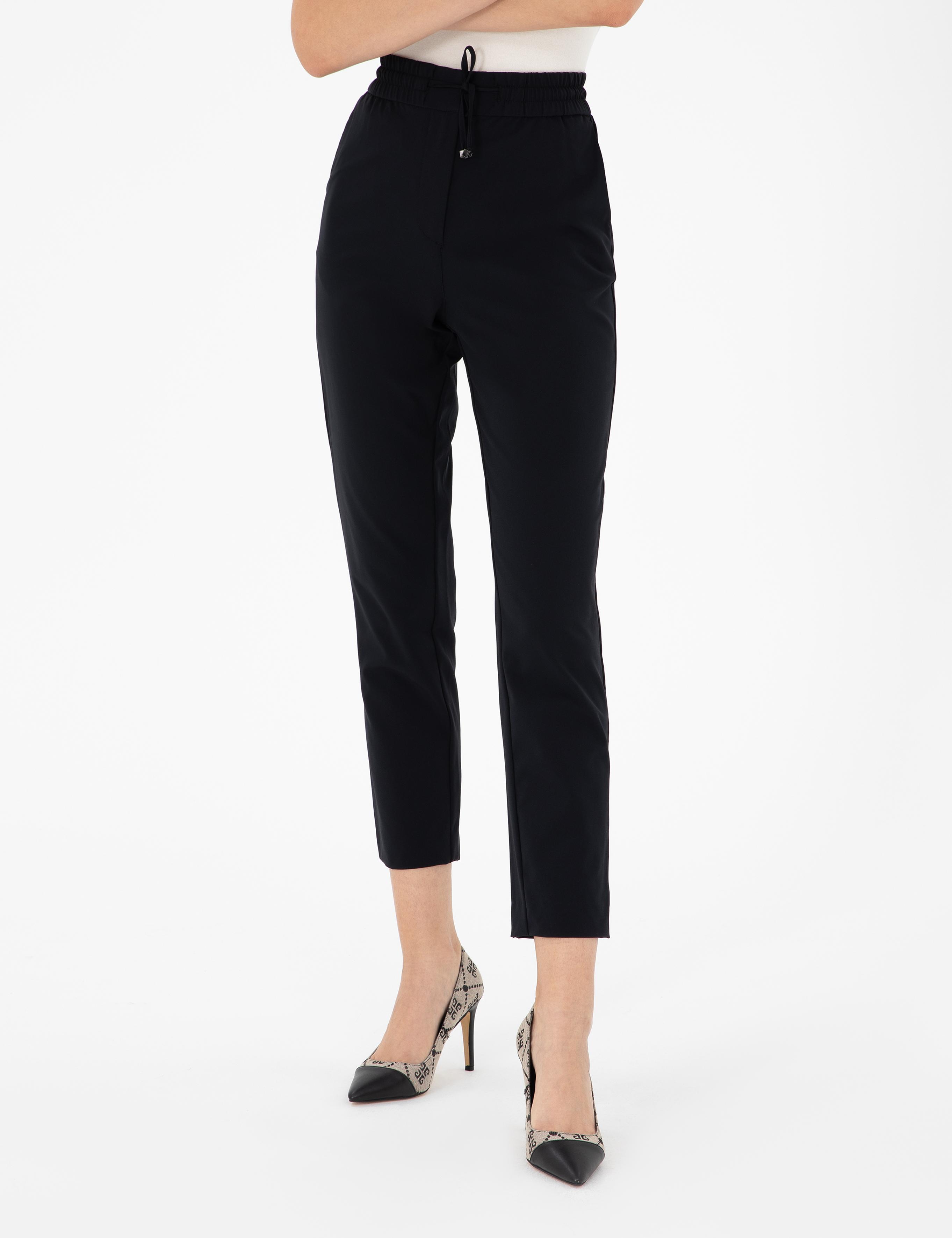 Siyah Carrot Fit Kumaş Pantolon