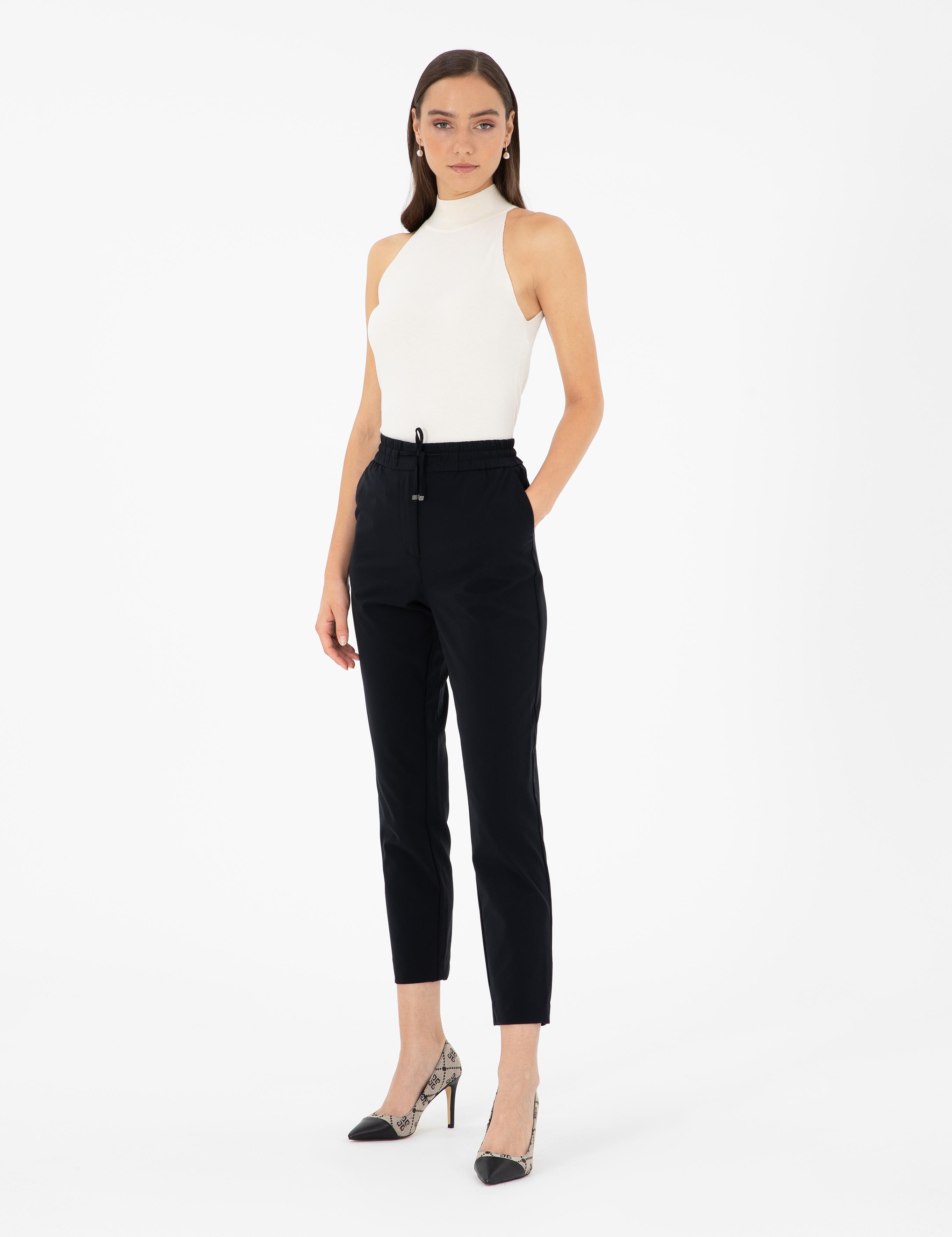 Siyah Carrot Fit Kumaş Pantolon