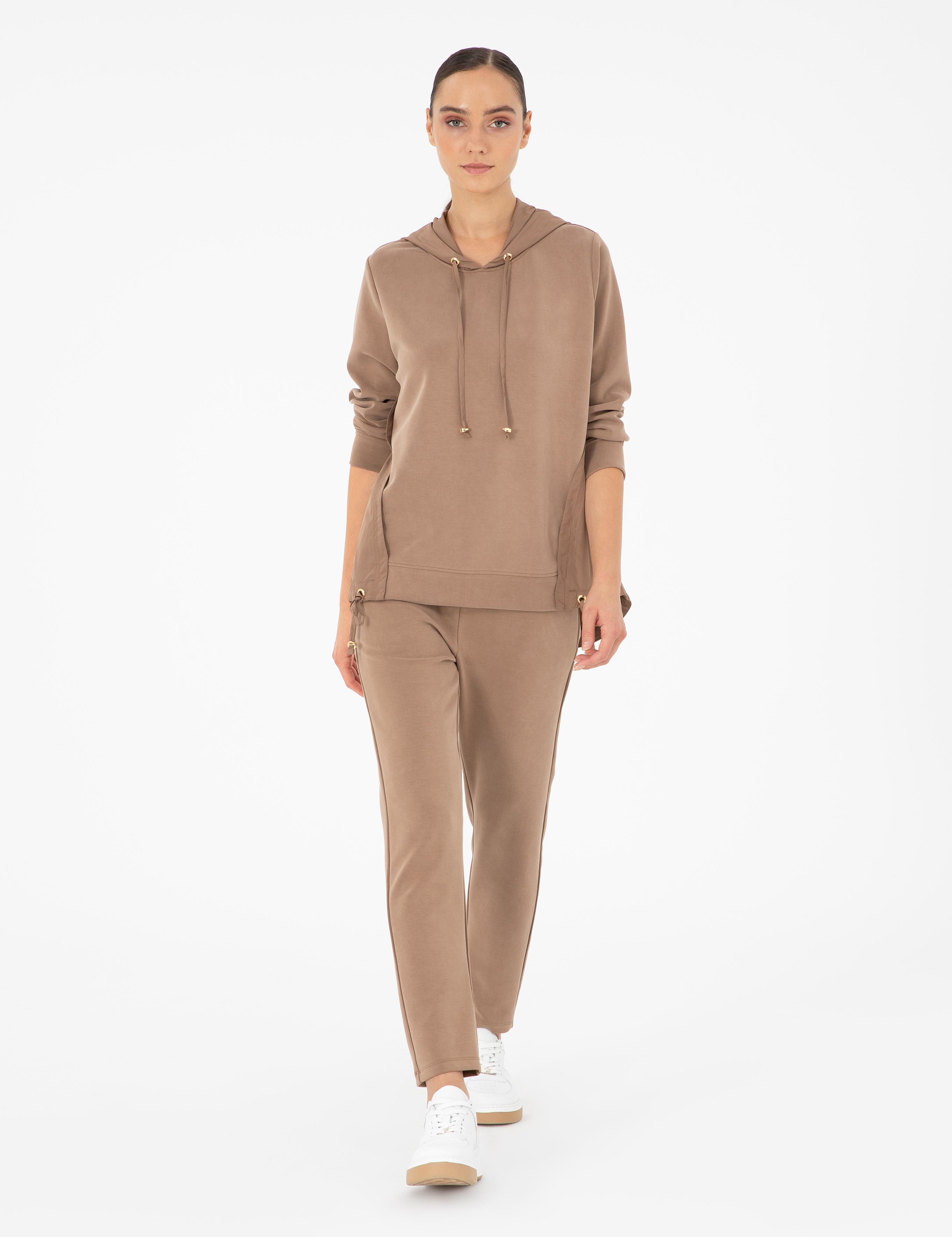 Camel Comfort Fit Modal Kumaş Sweatshirt