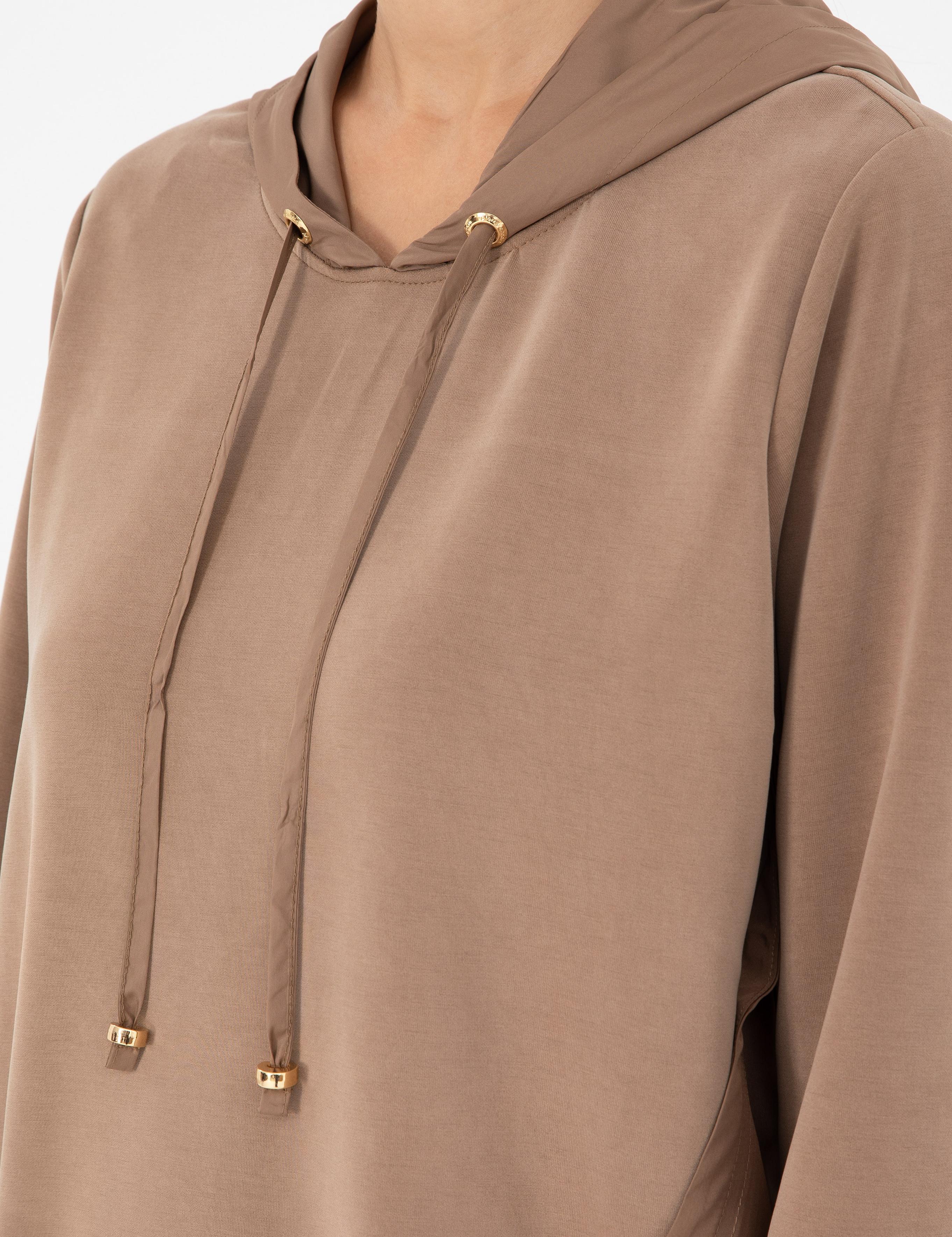 Camel Comfort Fit Modal Kumaş Sweatshirt