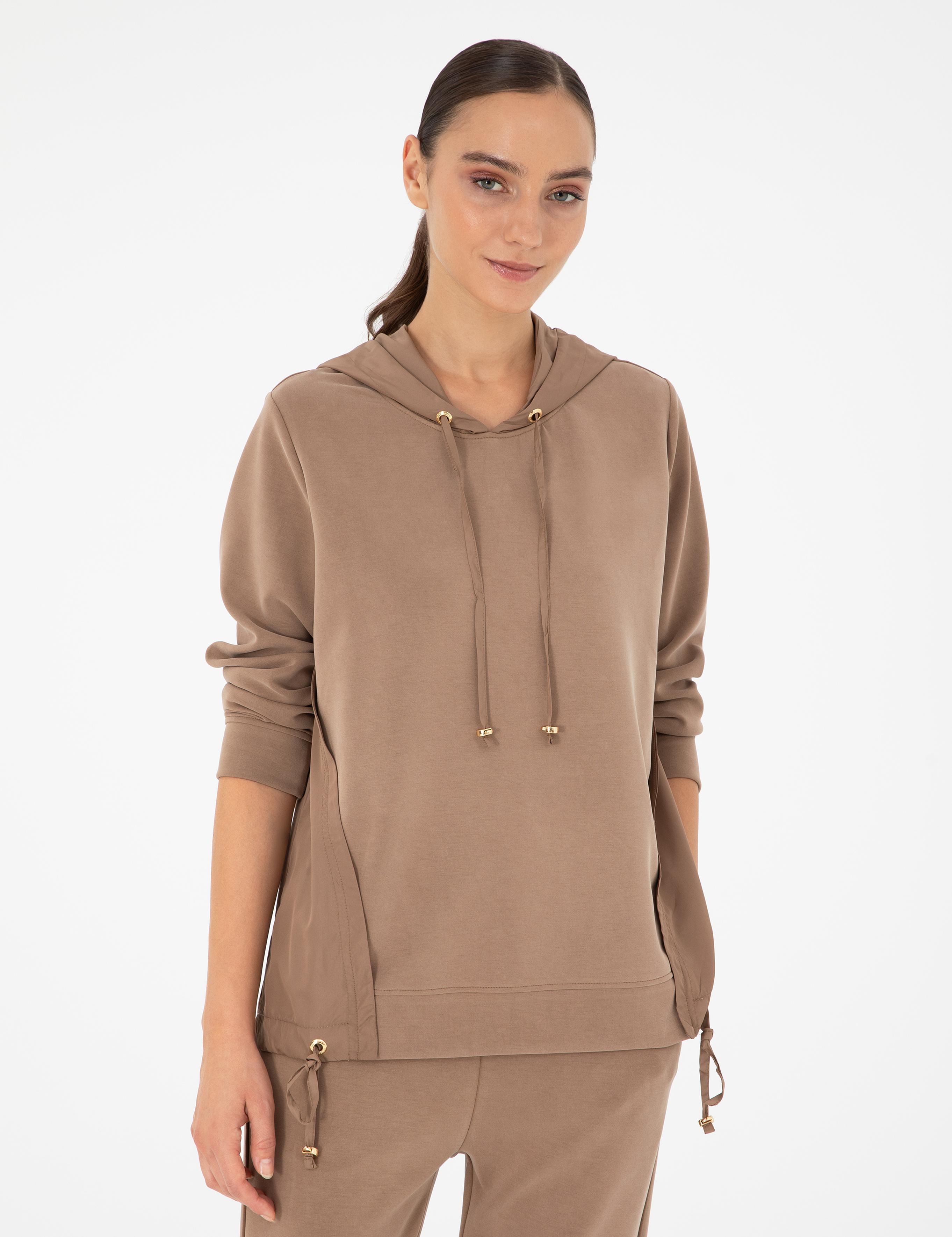 Camel Comfort Fit Modal Kumaş Sweatshirt