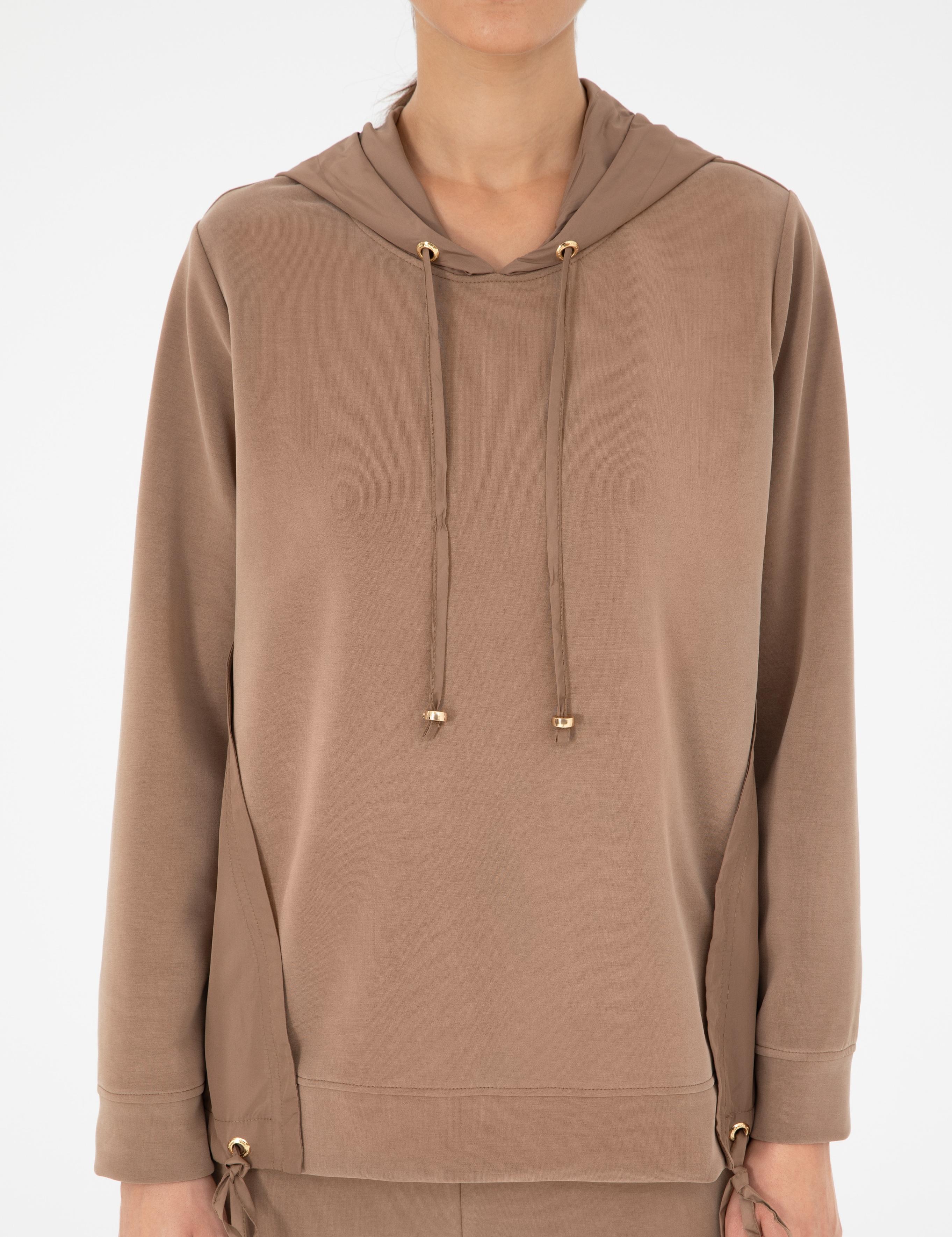 Camel Comfort Fit Modal Kumaş Sweatshirt