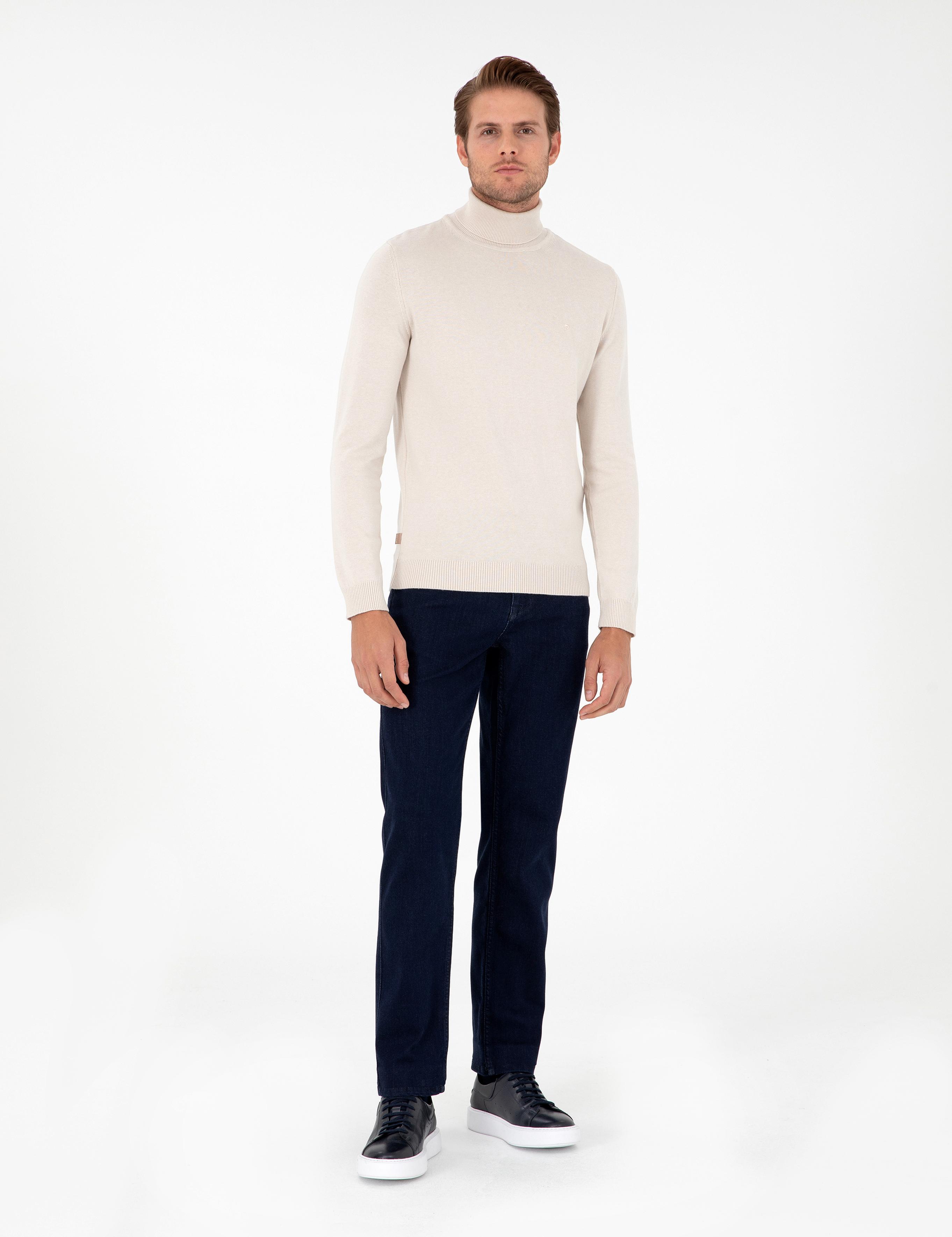 Lacivert Straight Fit Jean Pantolon