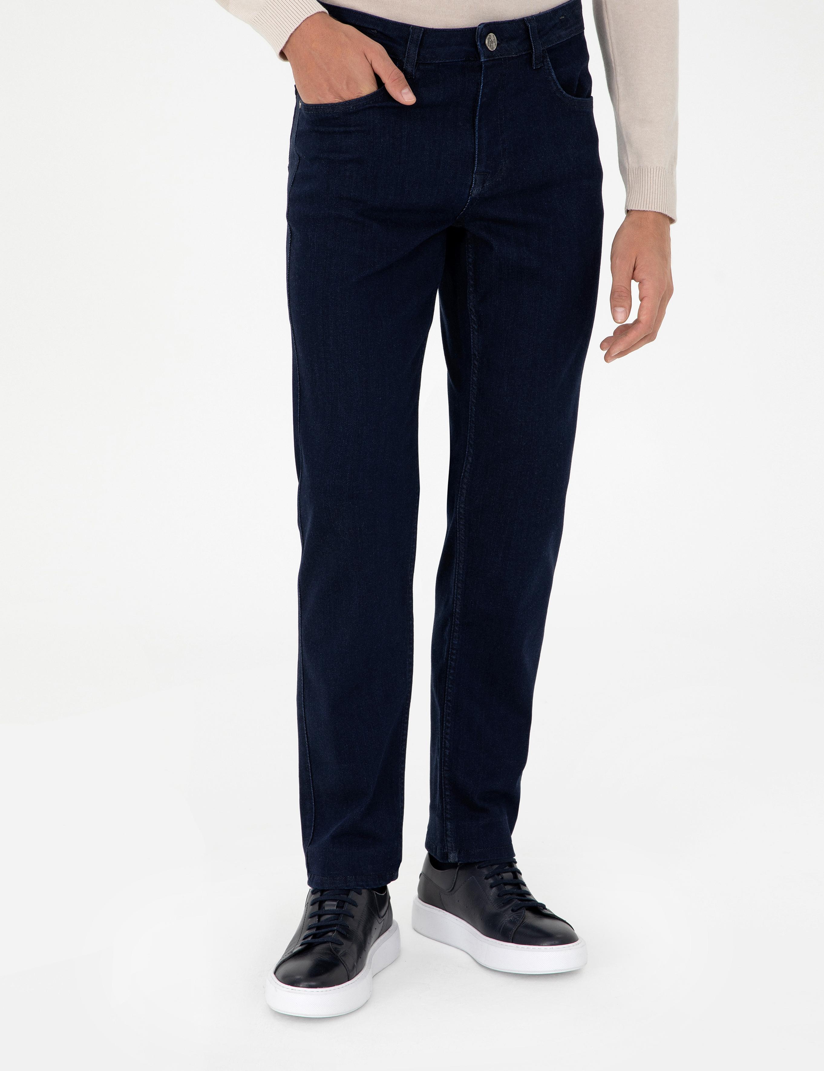Lacivert Straight Fit Jean Pantolon