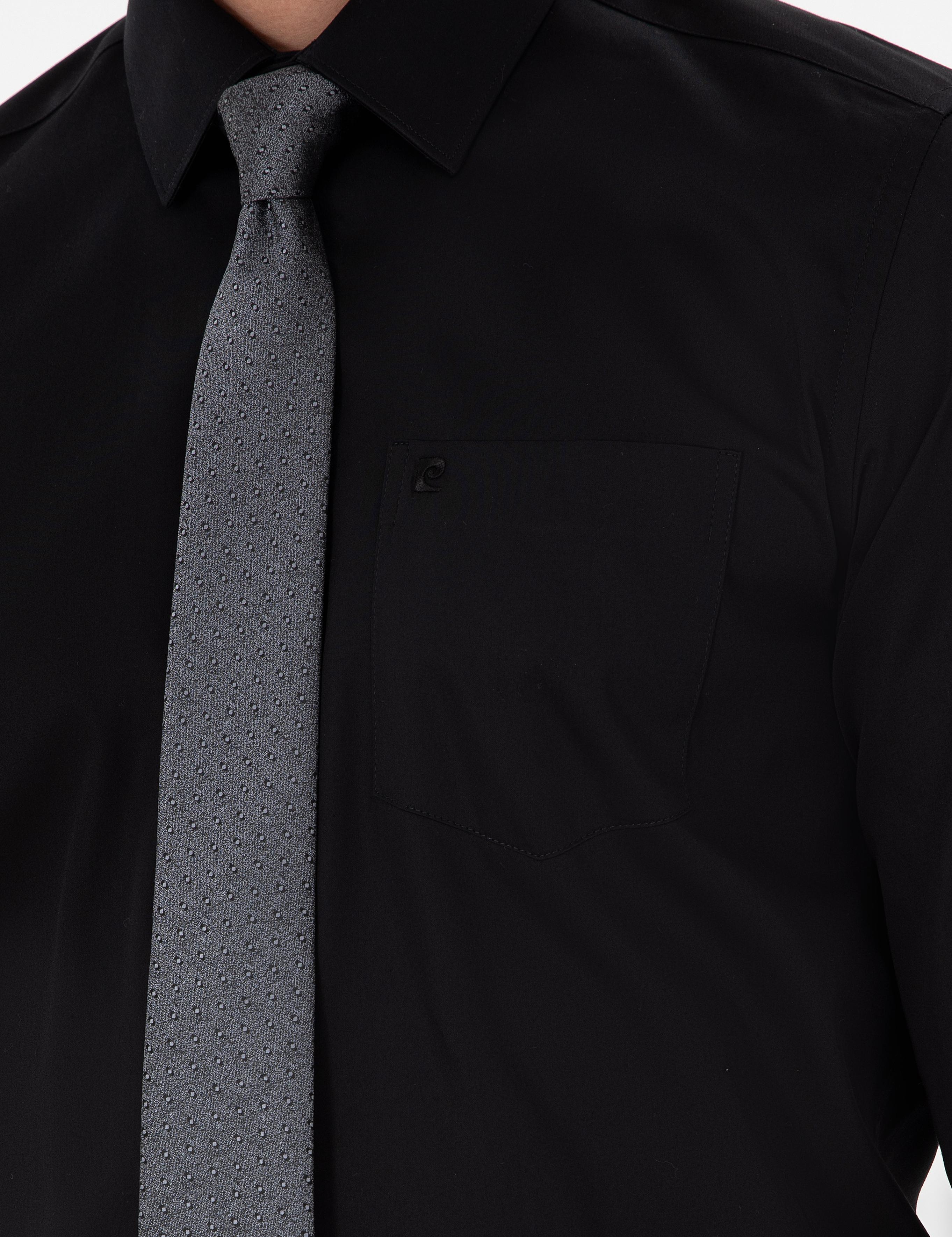 Siyah Regular Fit Uzun Kollu Basic Gömlek