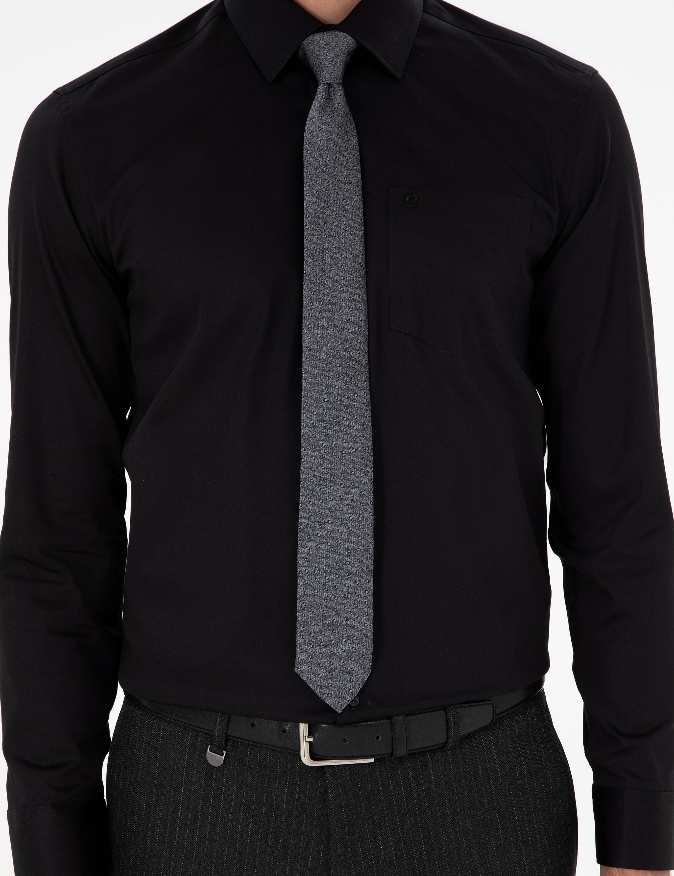 Siyah Regular Fit Uzun Kollu Basic Gömlek