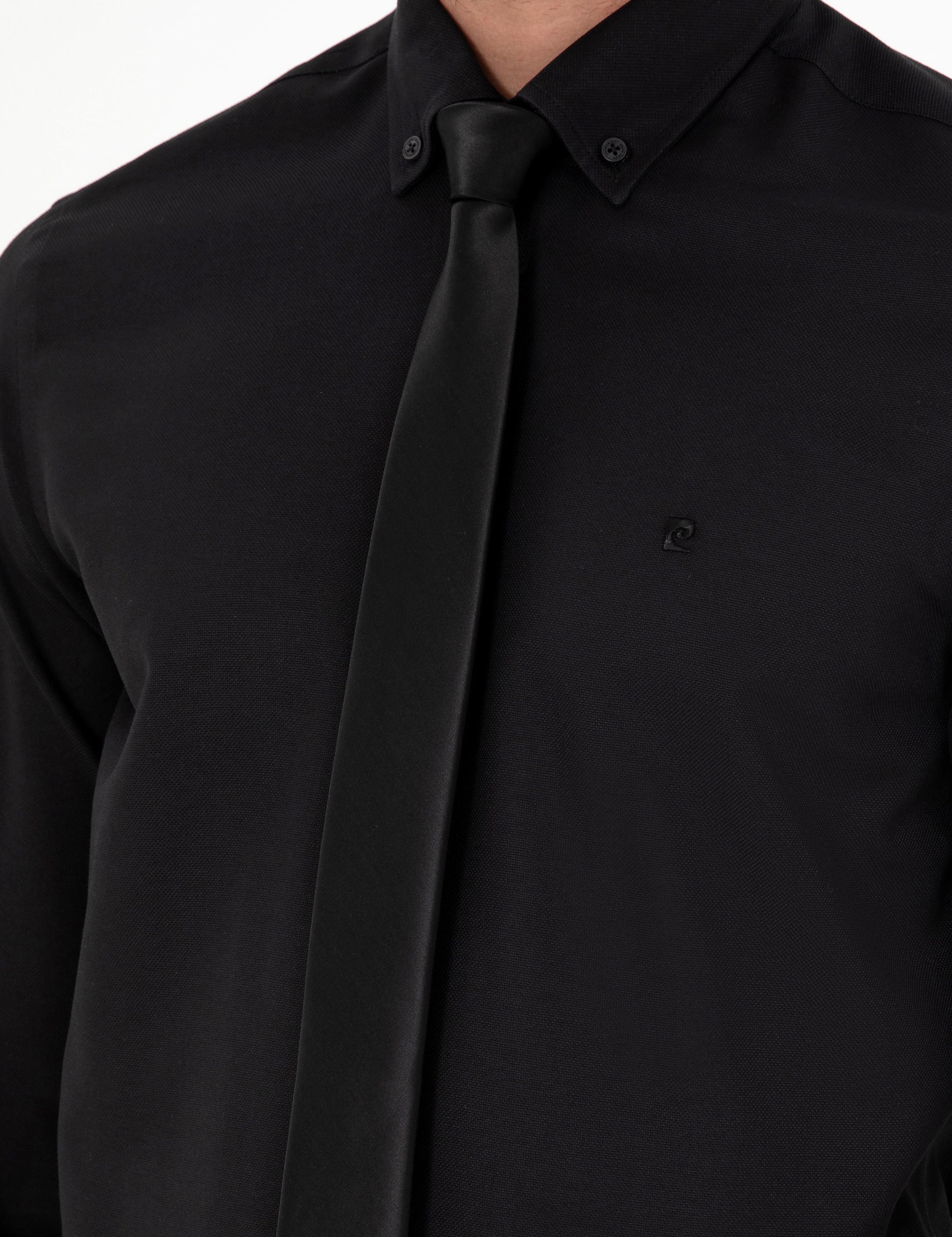 Siyah Slim Fit Uzun Kollu Gömlek