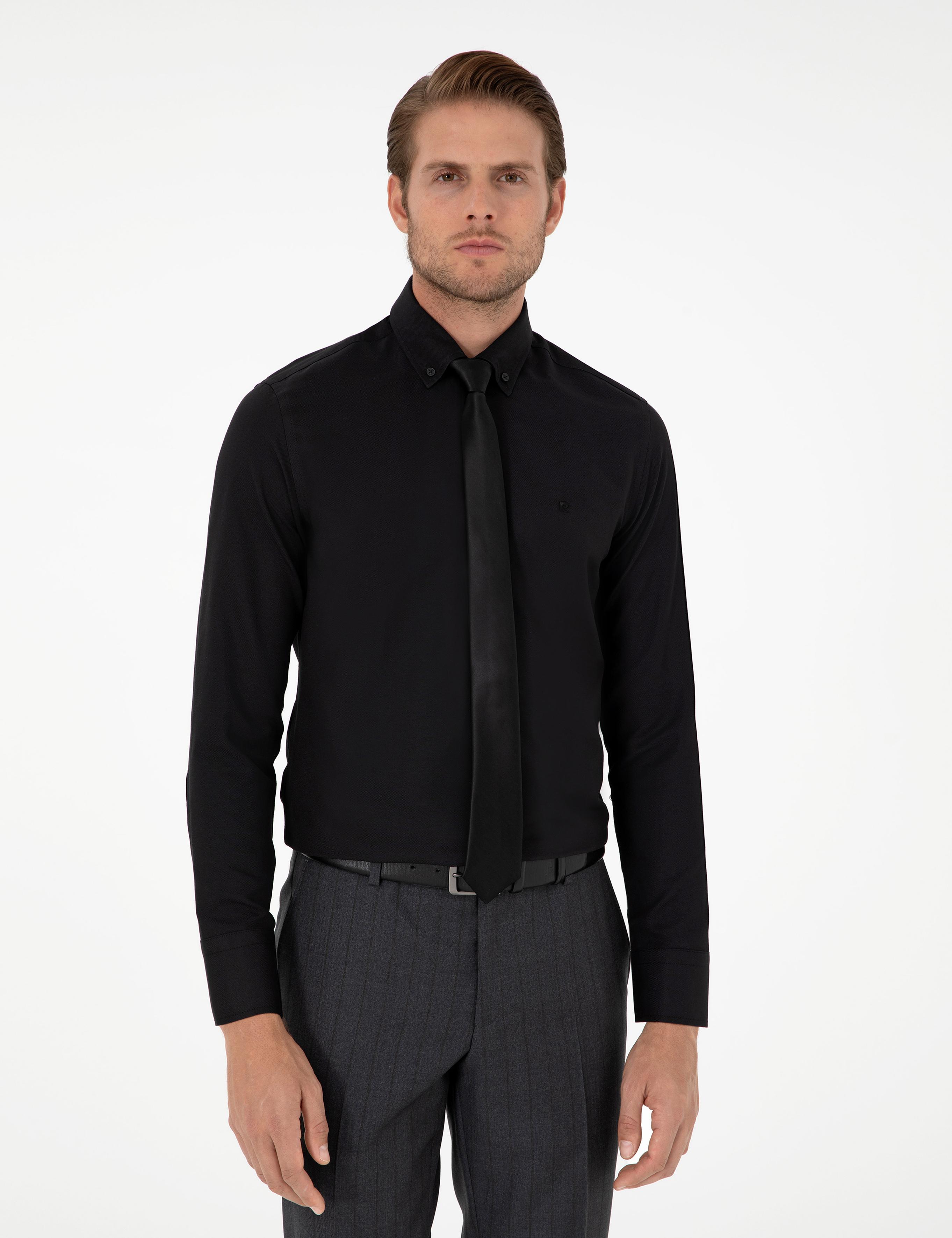 Siyah Slim Fit Uzun Kollu Gömlek