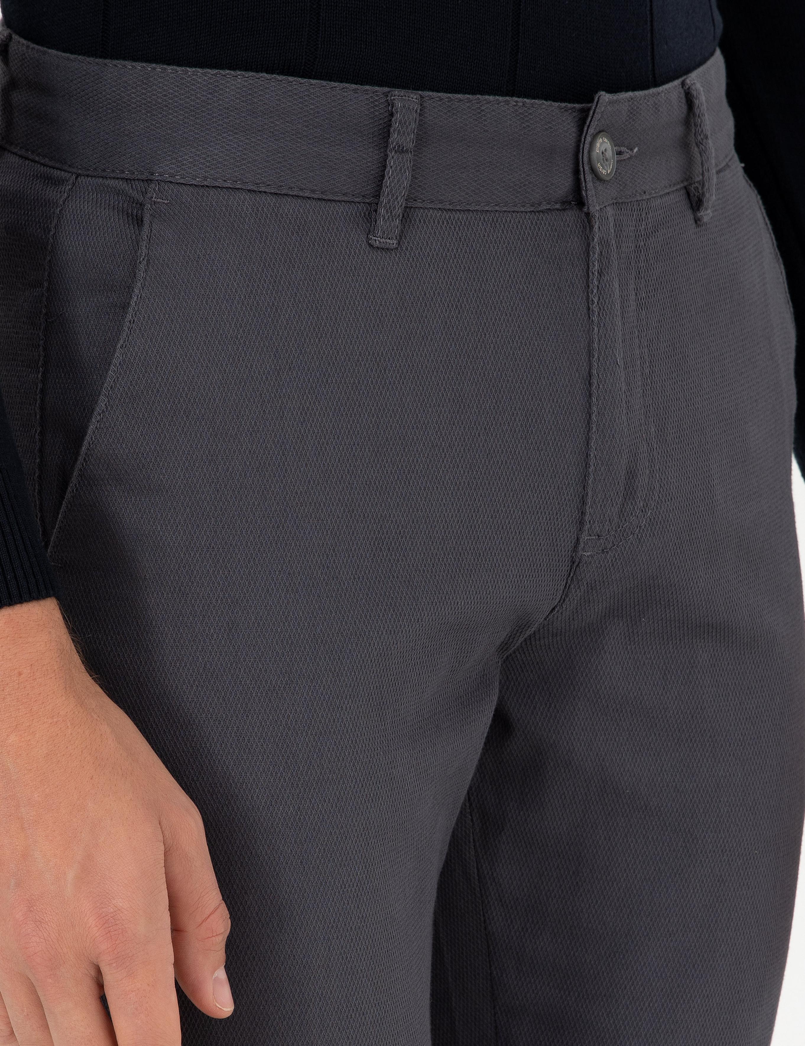 Antrasit Slim Fit Kanvas Pantolon
