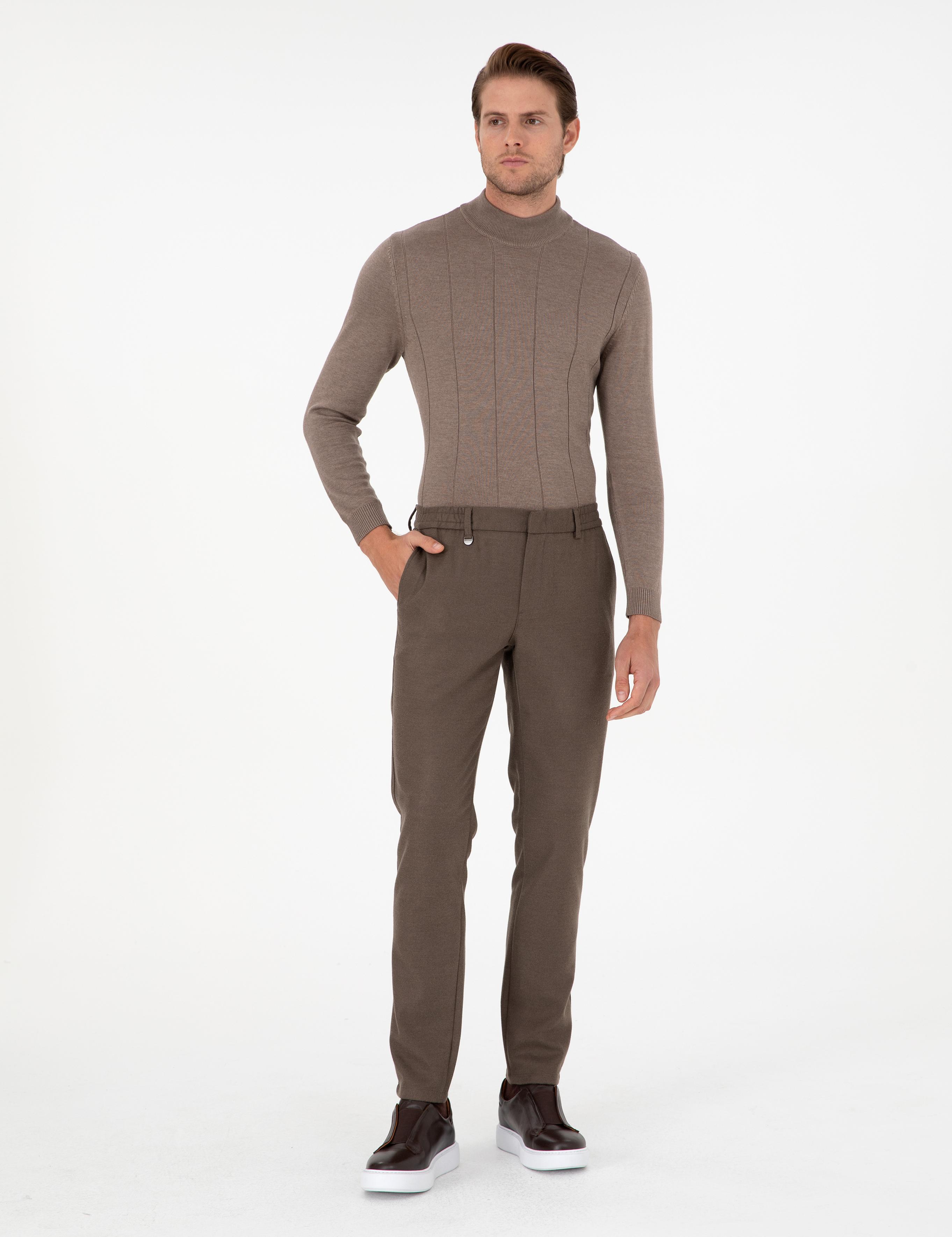 Kahverengi Ex. Slim Fit Kumaş Pantolon
