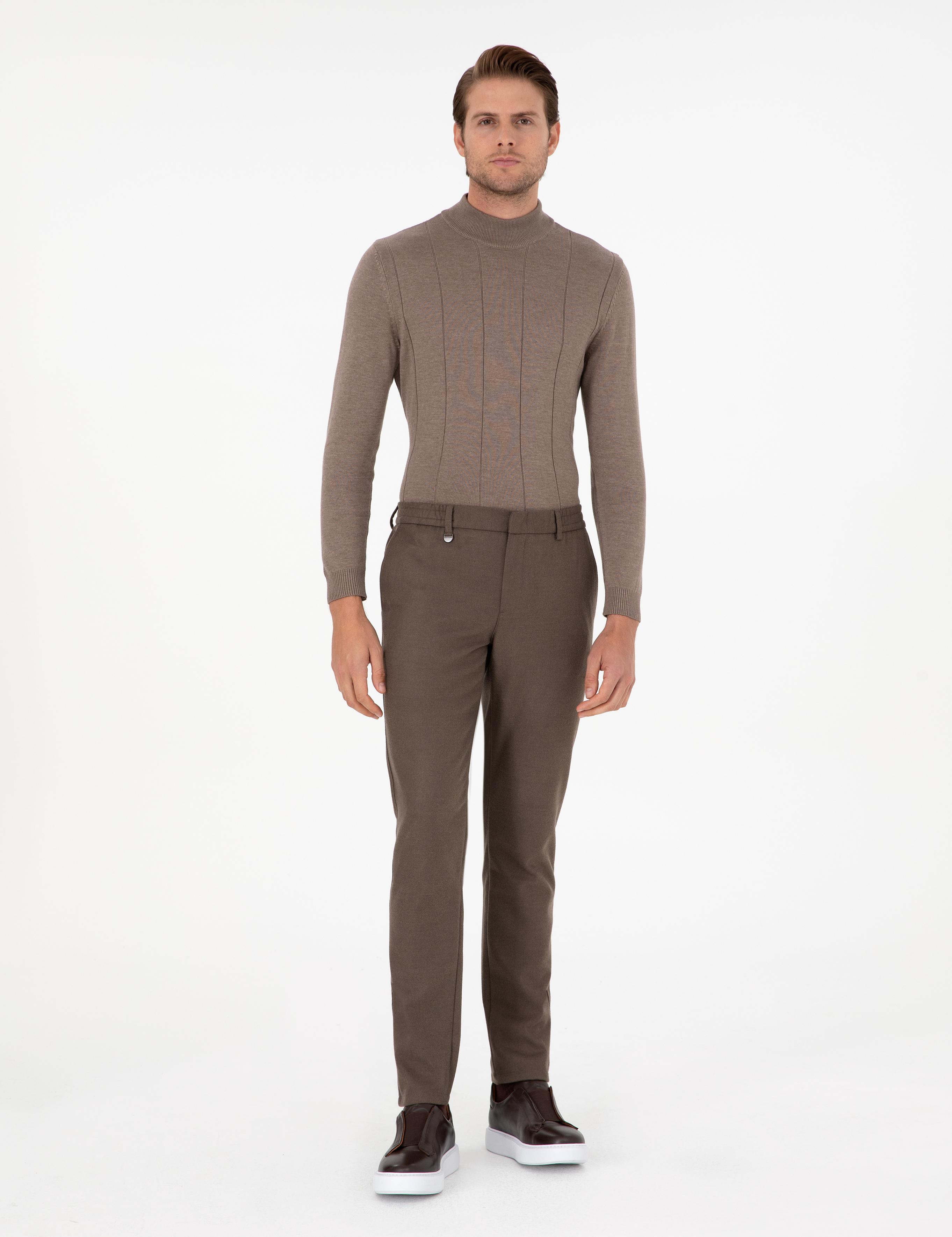 Kahverengi Ex. Slim Fit Kumaş Pantolon