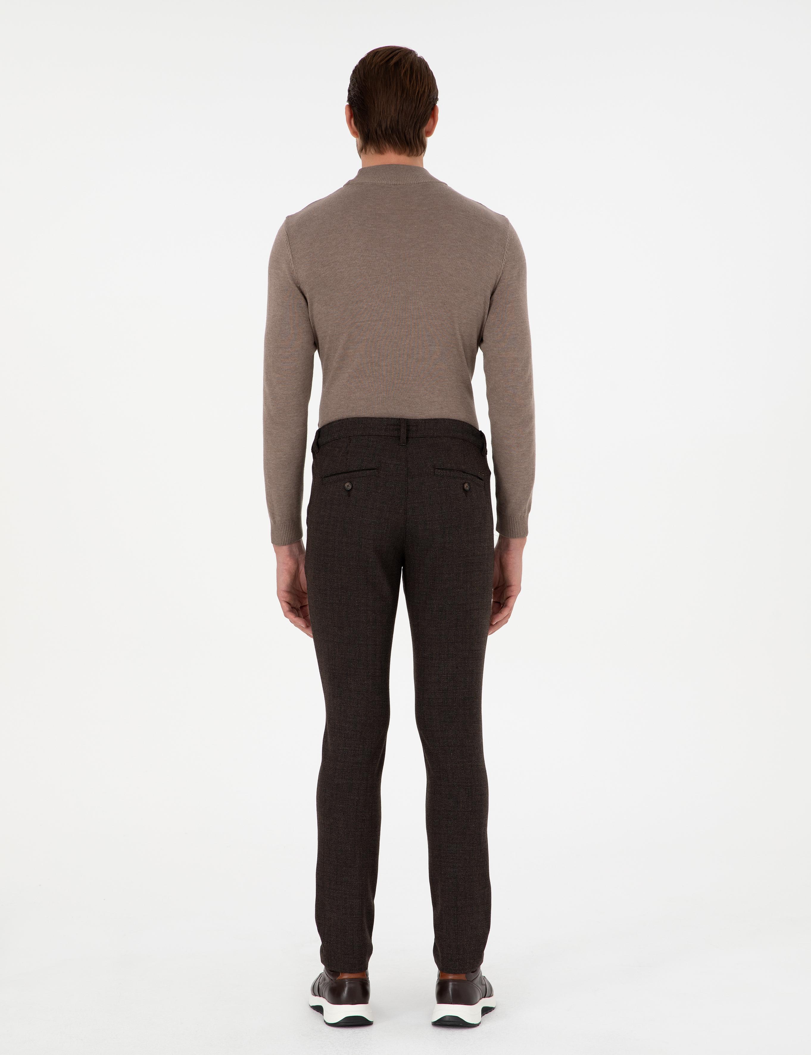 Kahverengi Slim Fit Beli Lastikli Bağcıklı Kanvas Pantolon