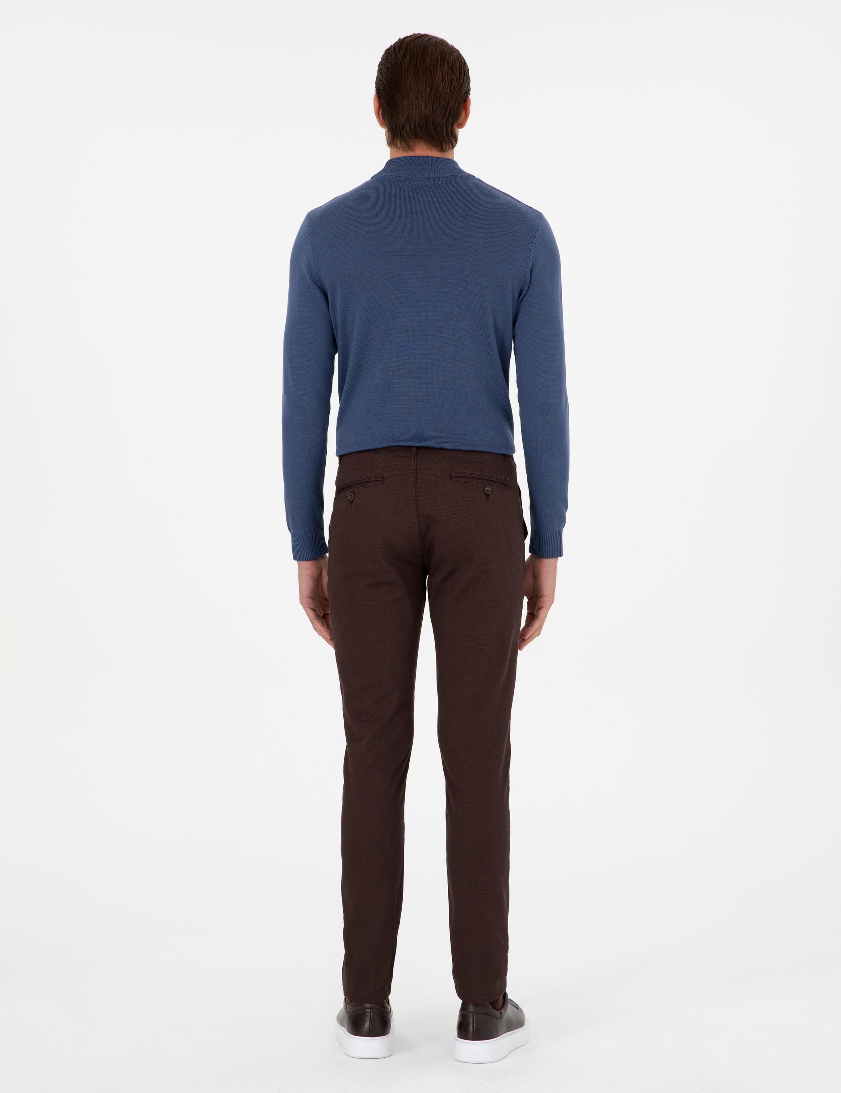 Koyu Kahverengi Slim Fit Kanvas Pantolon