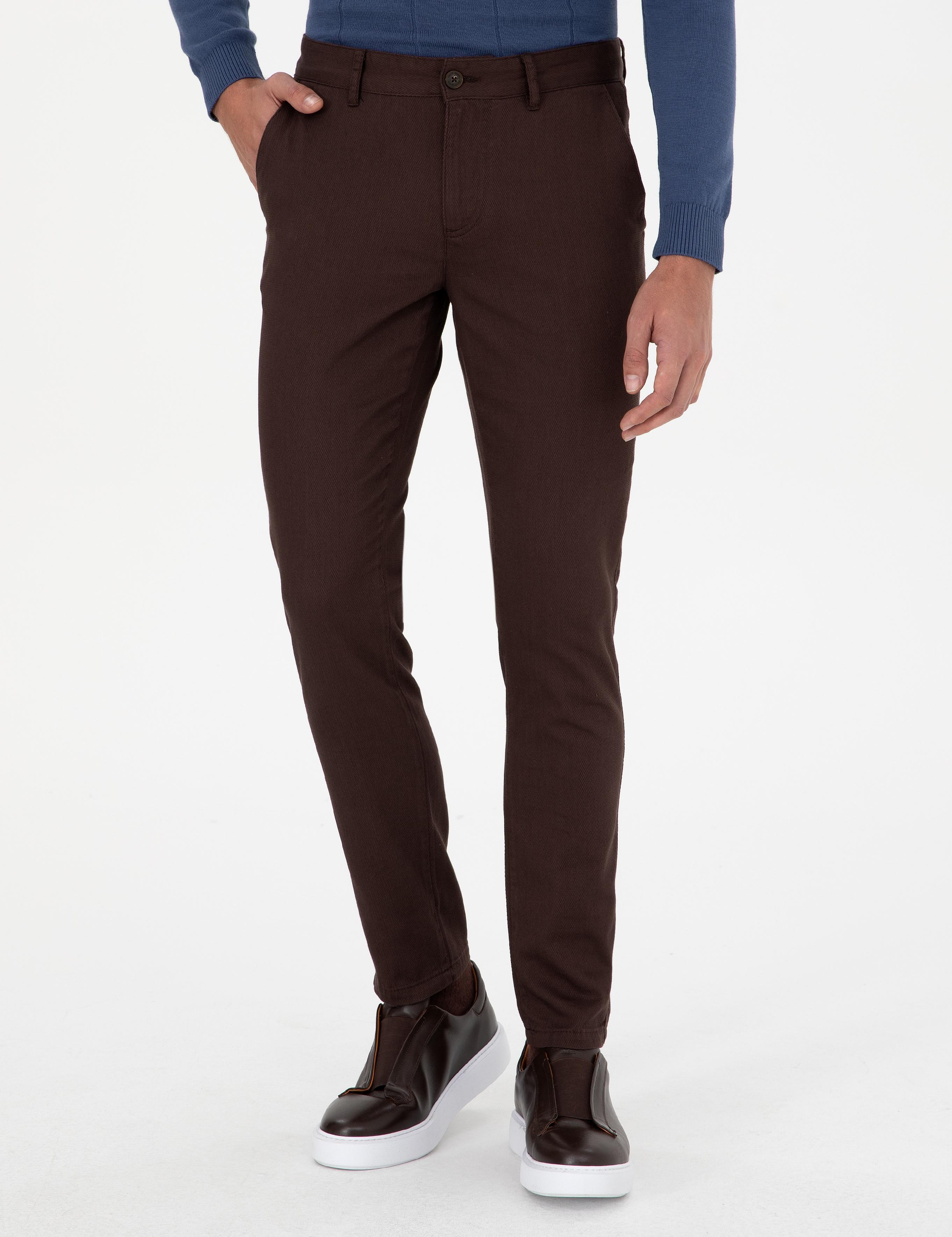 Koyu Kahverengi Slim Fit Kanvas Pantolon