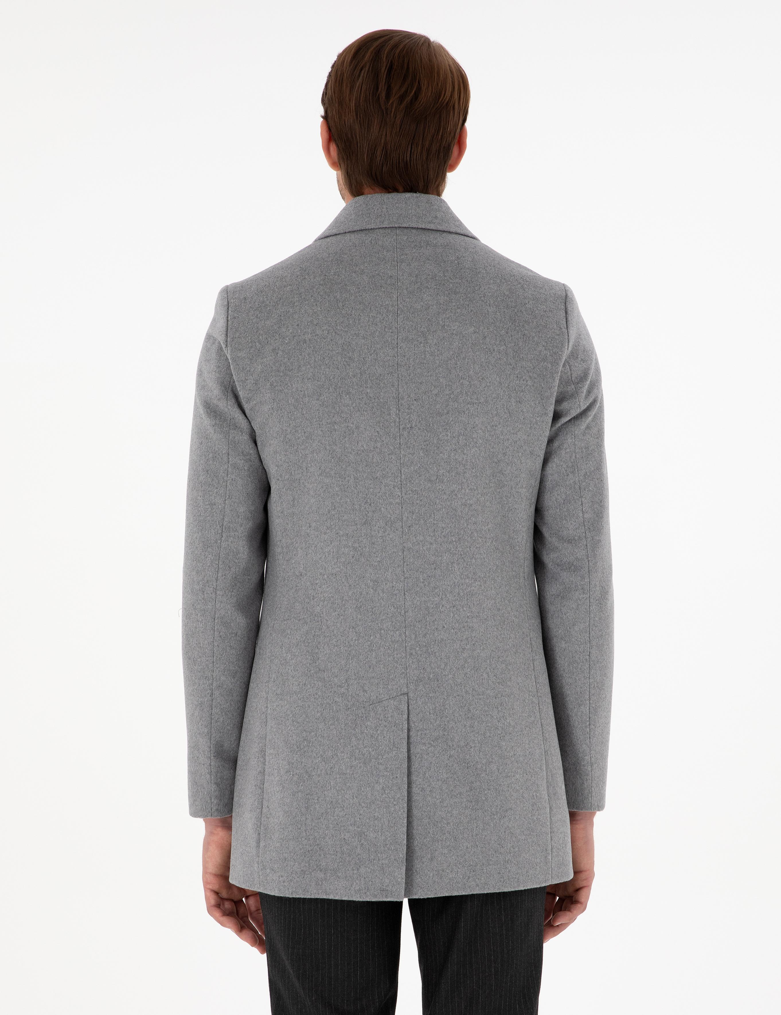 Açık Gri Ex. Slim Fit Kaşe Kaban