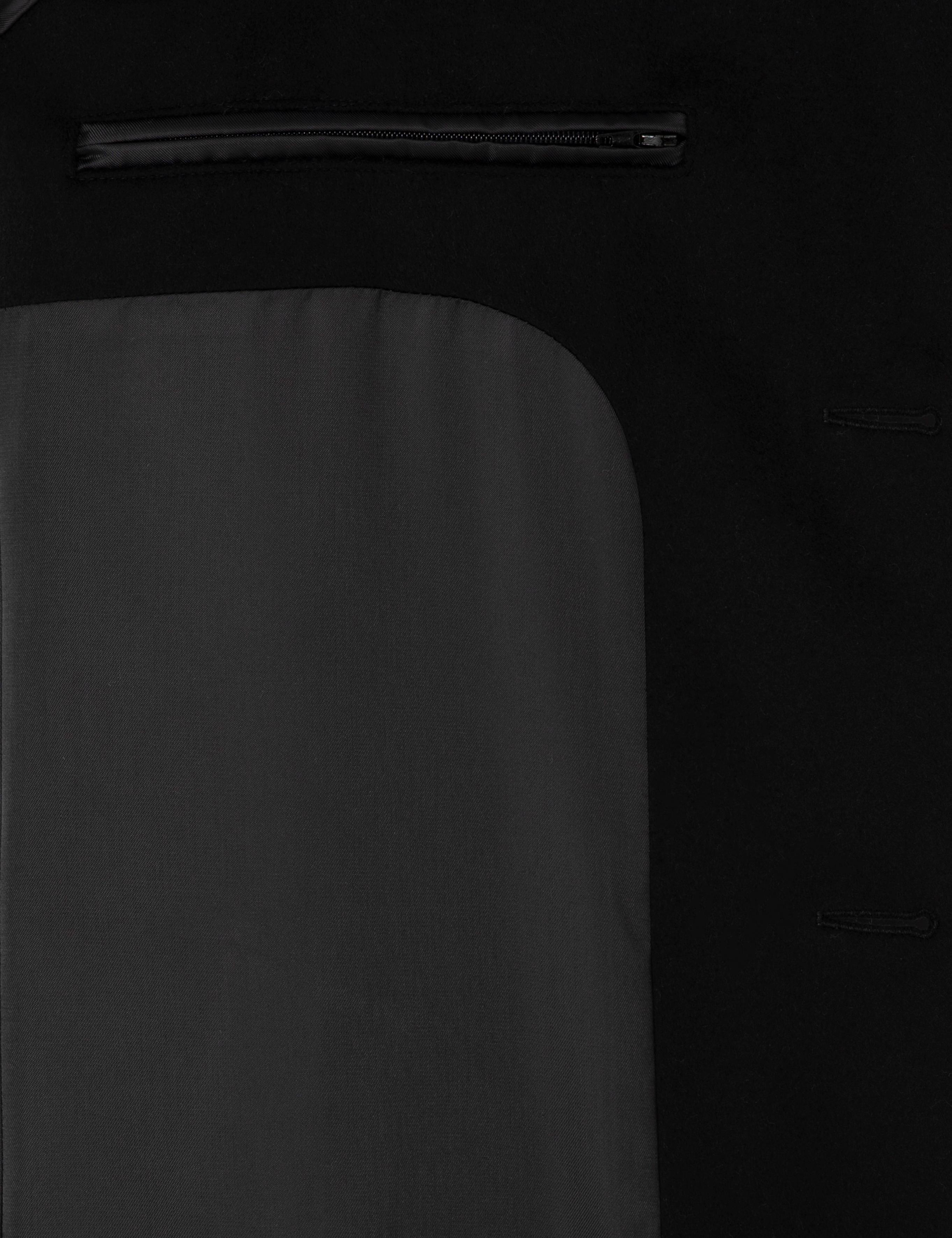 Siyah Ex. Slim Fit Kaşe Kaban