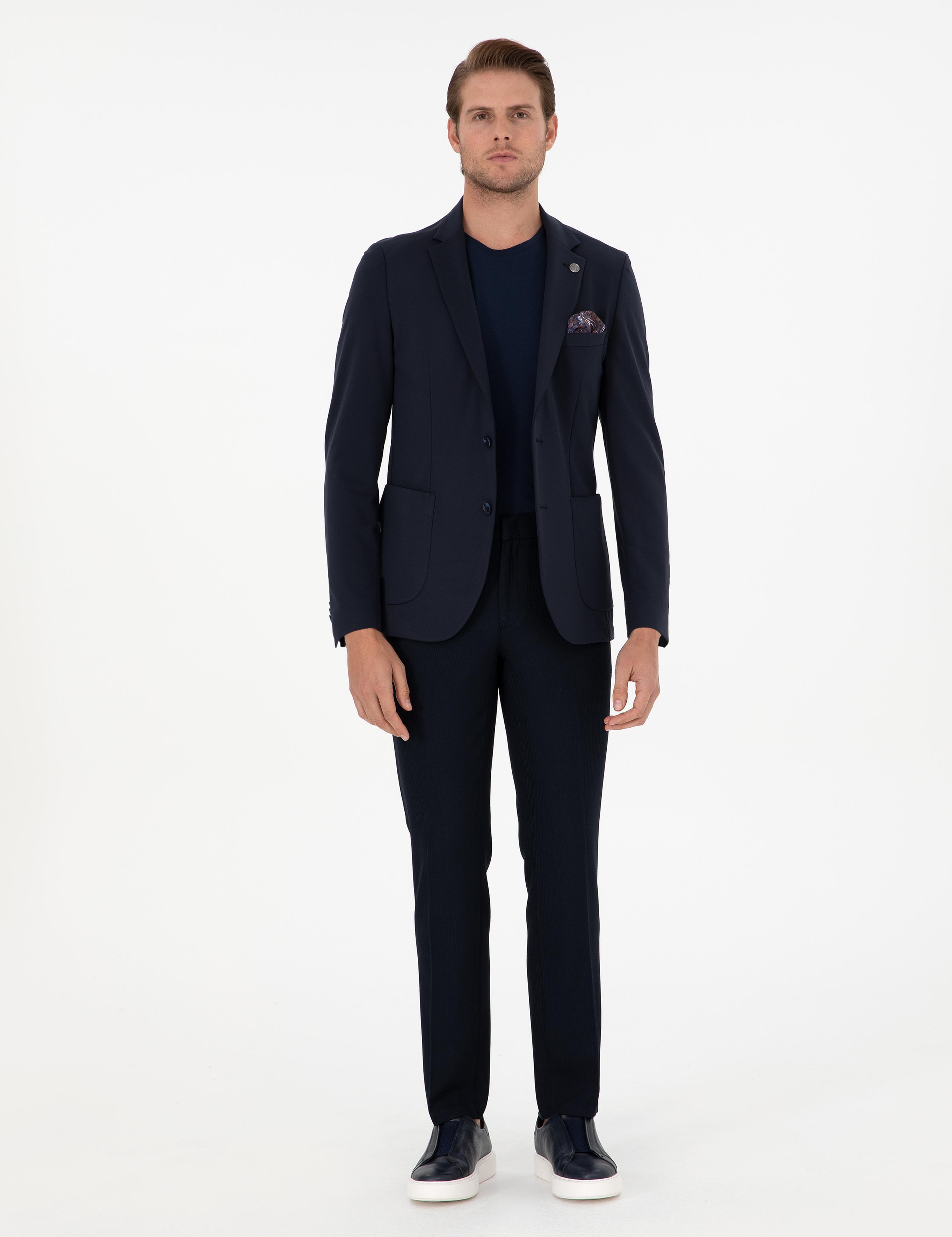 Lacivert Slim Fit Kumaş Pantolon