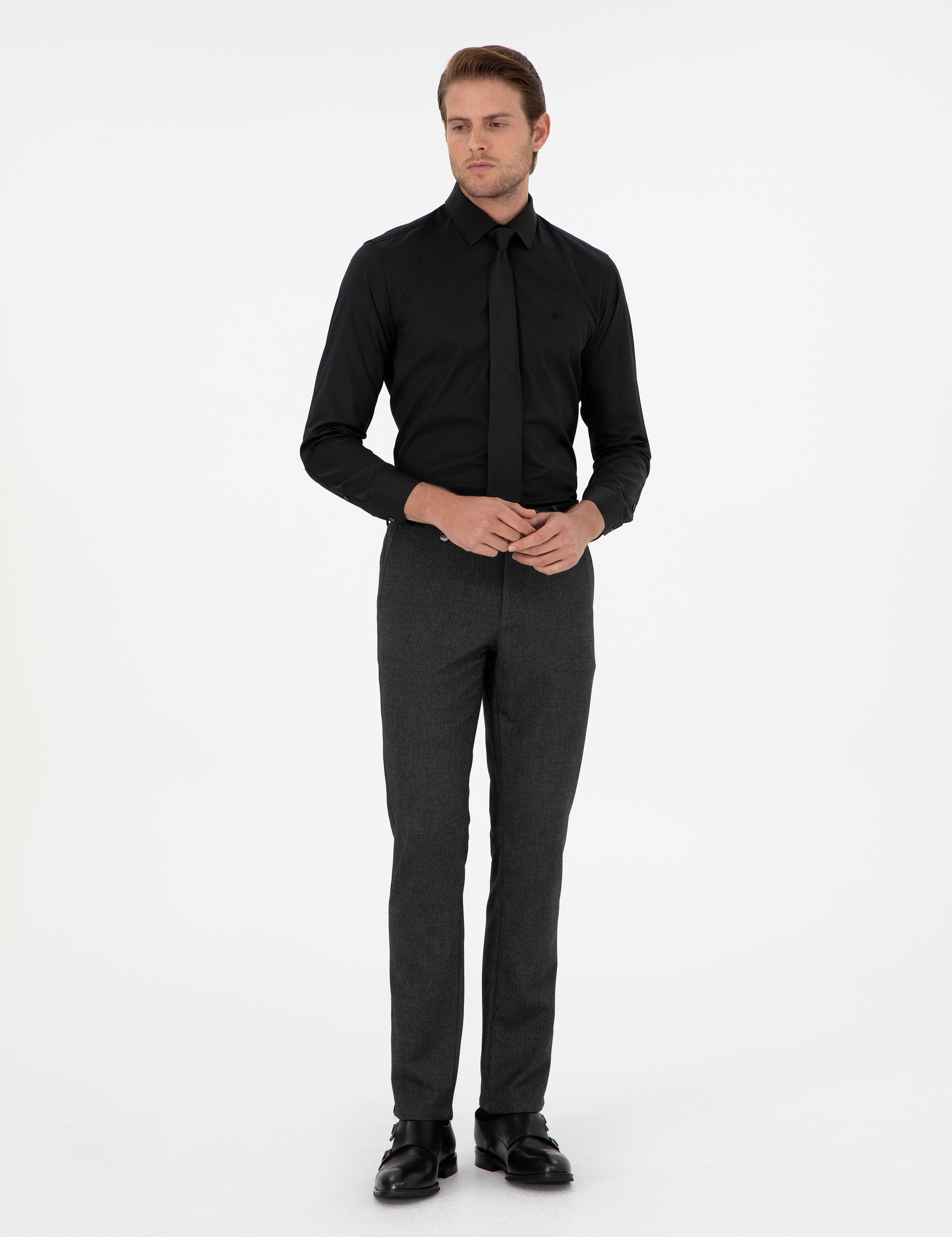 Antrasit Slim Fit Kumaş Pantolon