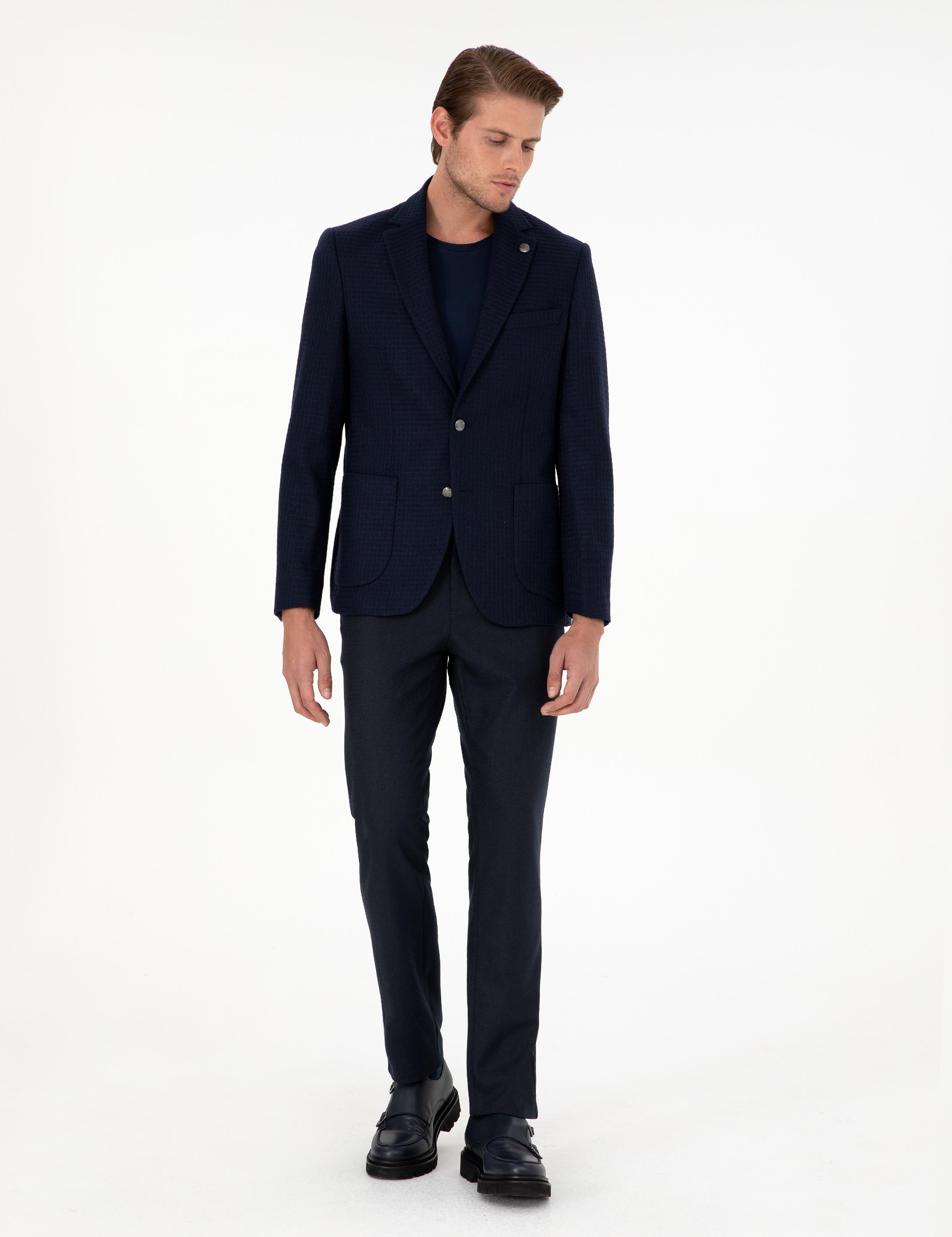 Lacivert Slim Fit Ceket
