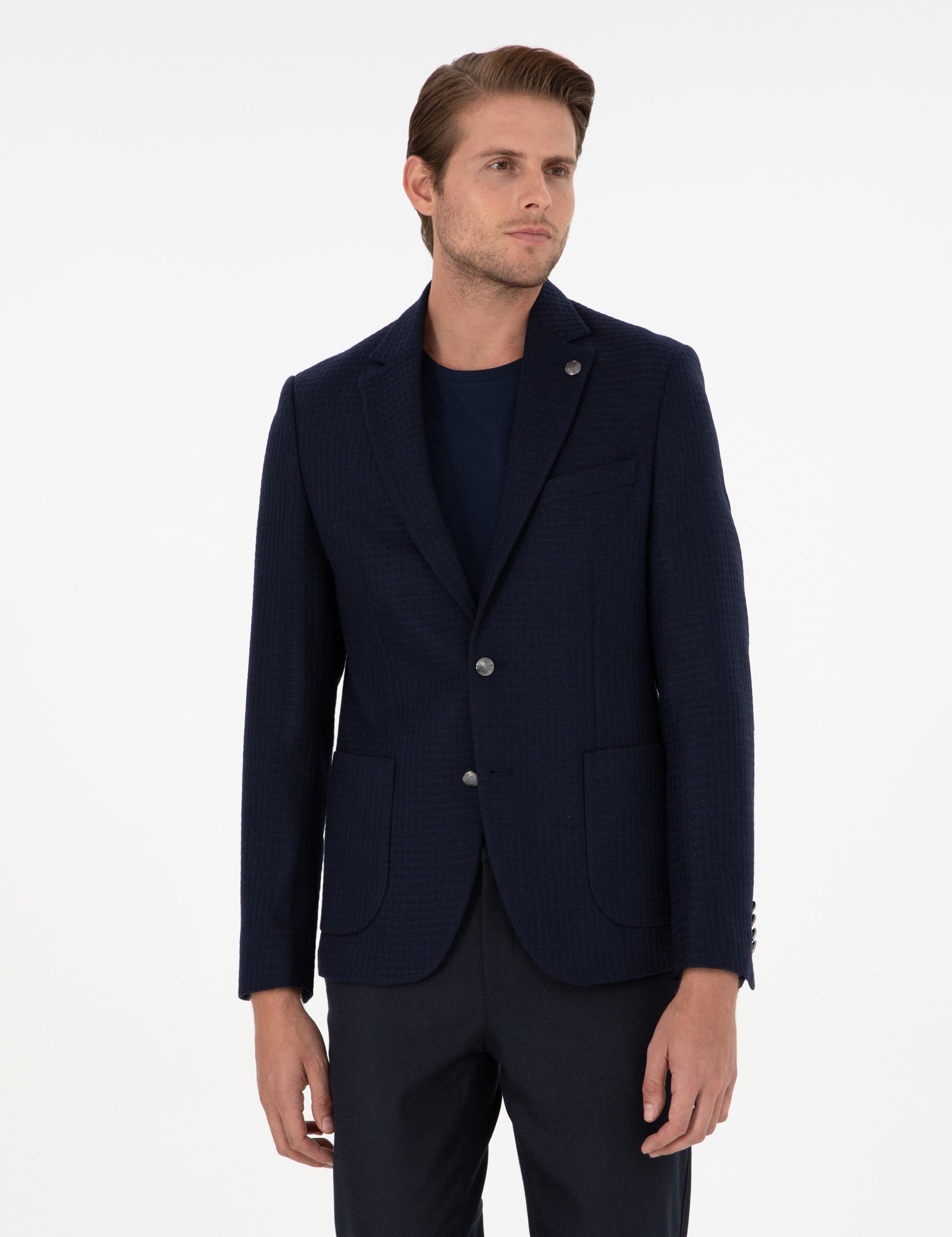 Lacivert Slim Fit Ceket