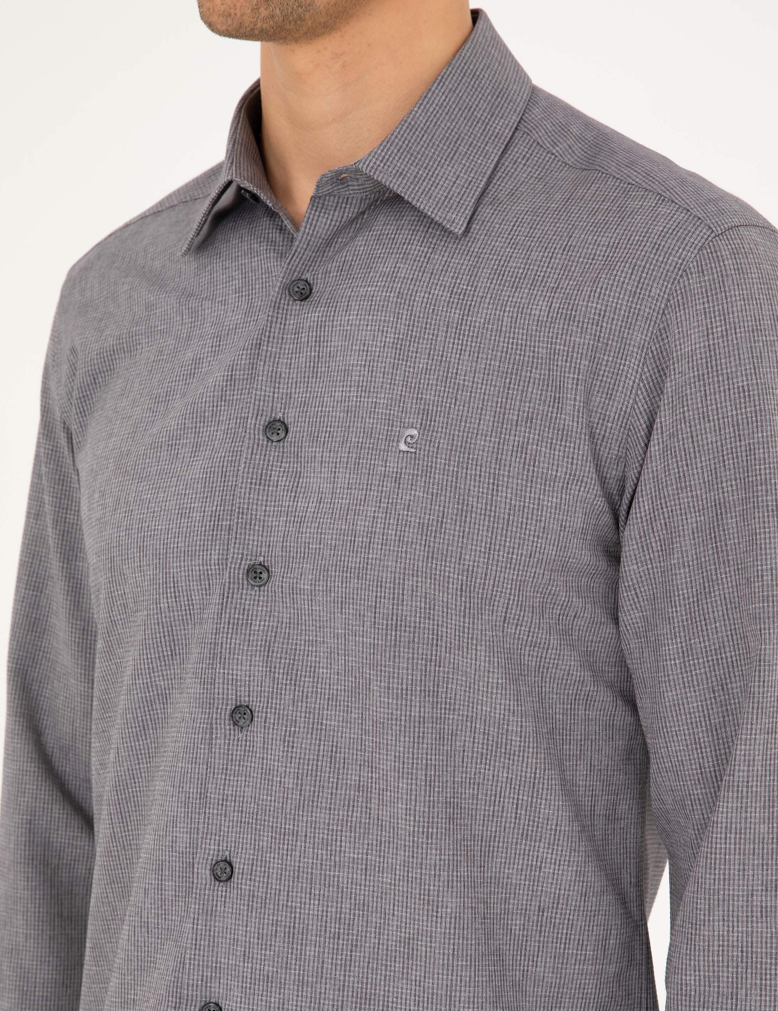 Antrasit Slim Fit Uzun Kollu Gömlek