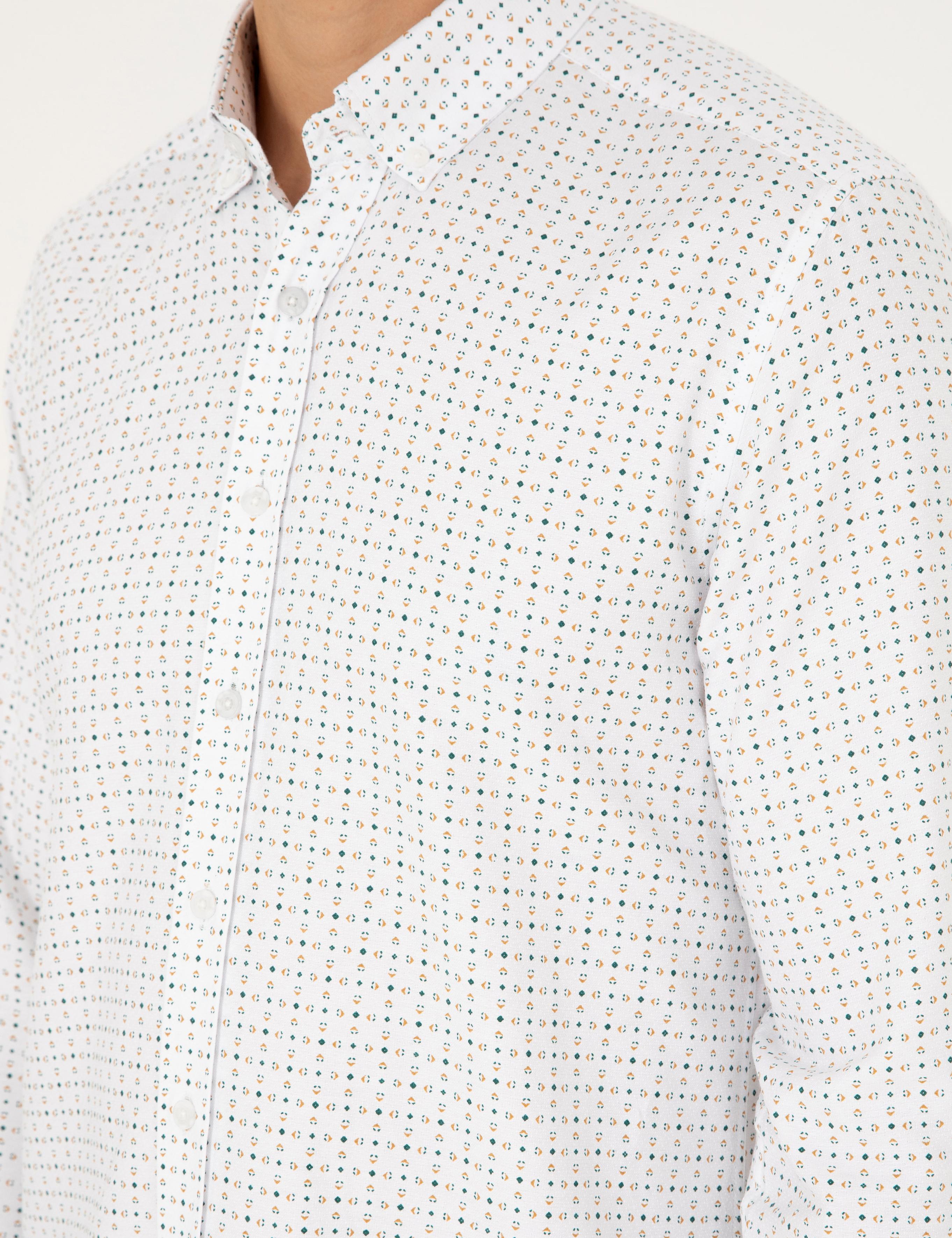 Yeşil Slim Fit Uzun Kollu Gömlek
