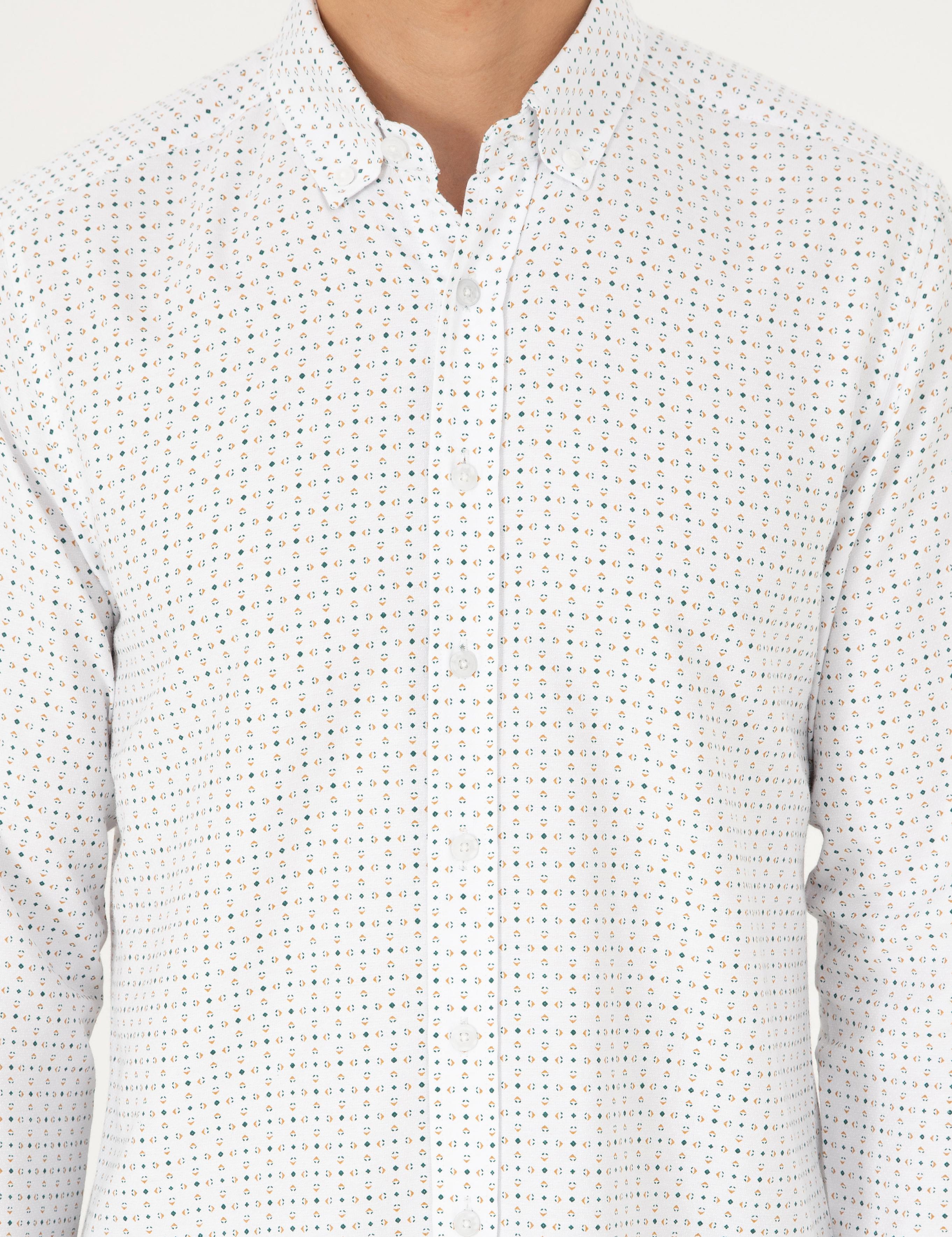 Yeşil Slim Fit Uzun Kollu Gömlek