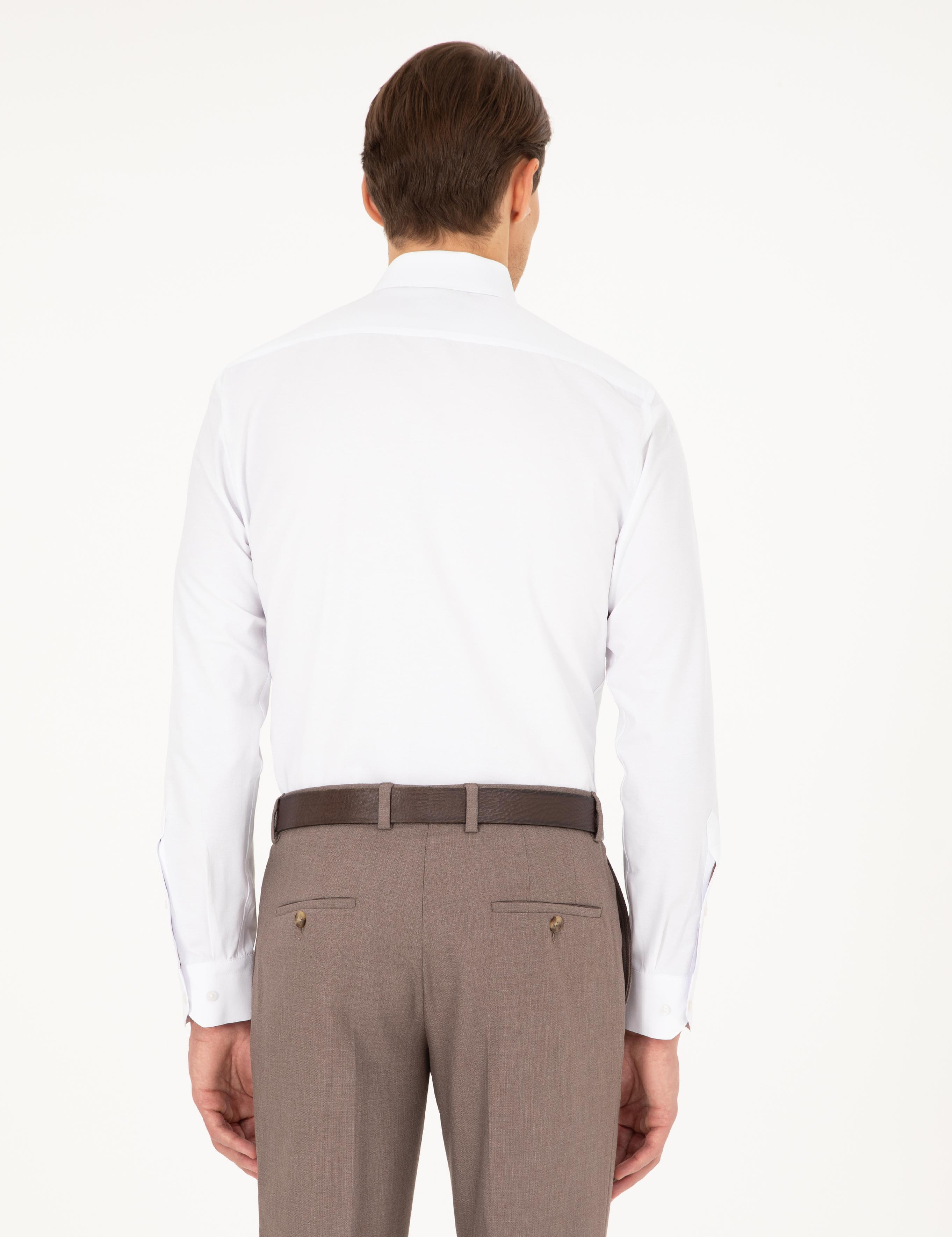Beyaz Slim Fit Uzun Kollu Basic Gömlek