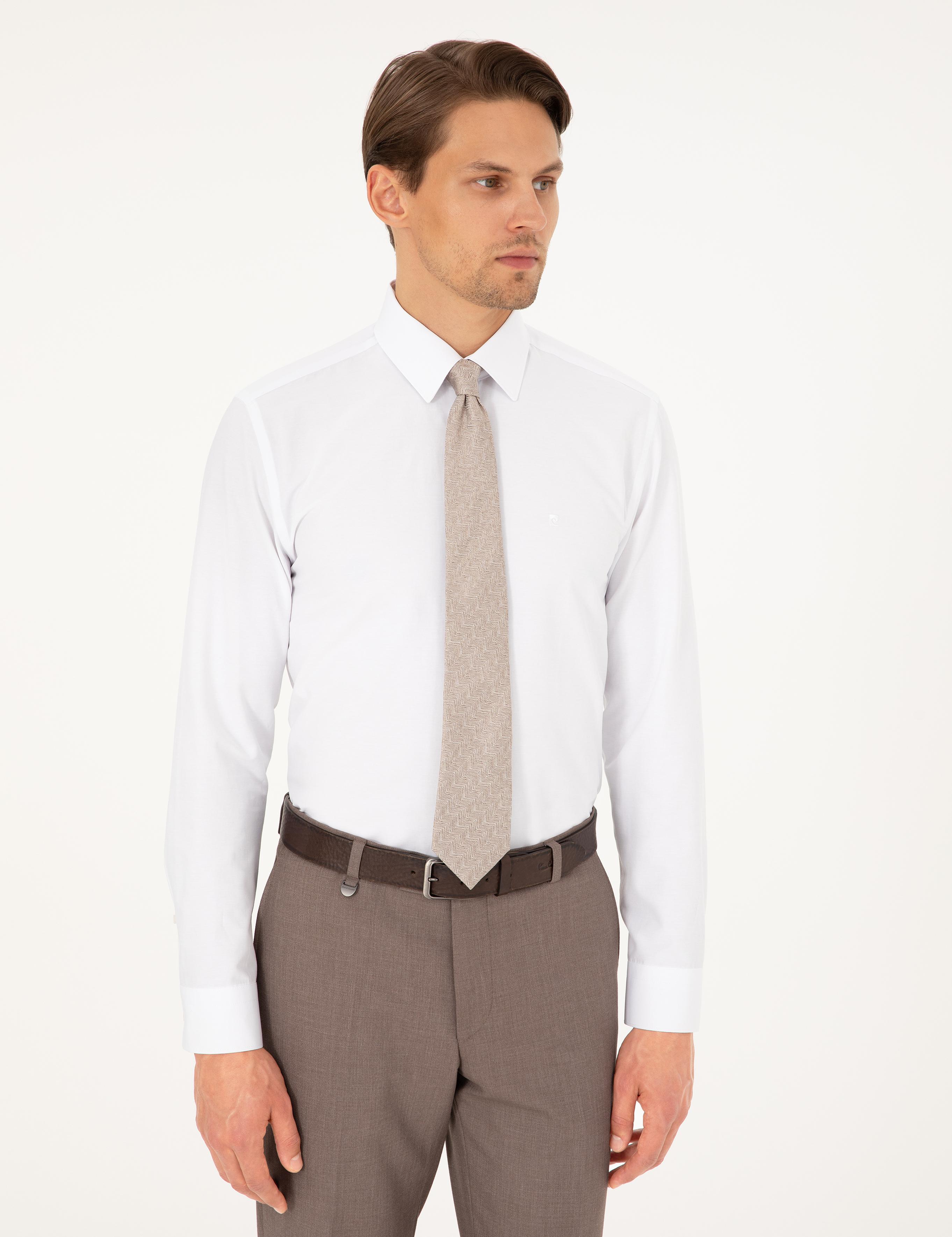 Beyaz Slim Fit Uzun Kollu Basic Gömlek