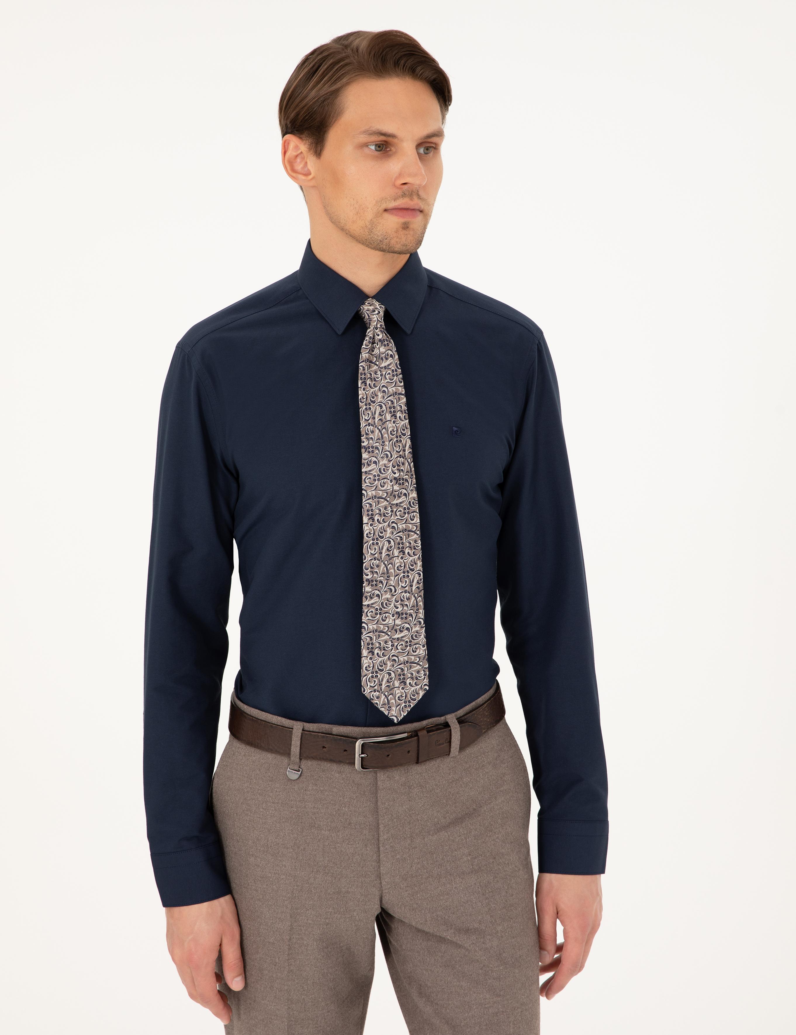 Lacivert Regular Fit Uzun Kollu Basic Gömlek