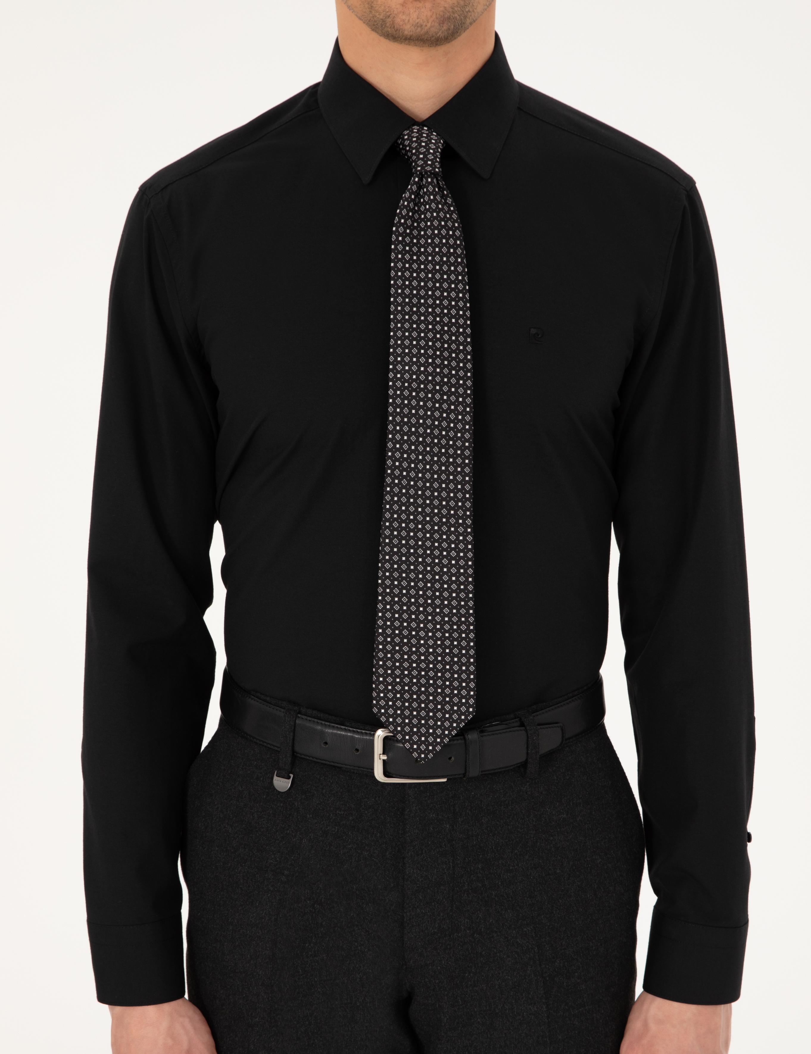 Siyah Regular Fit Uzun Kollu Basic Gömlek