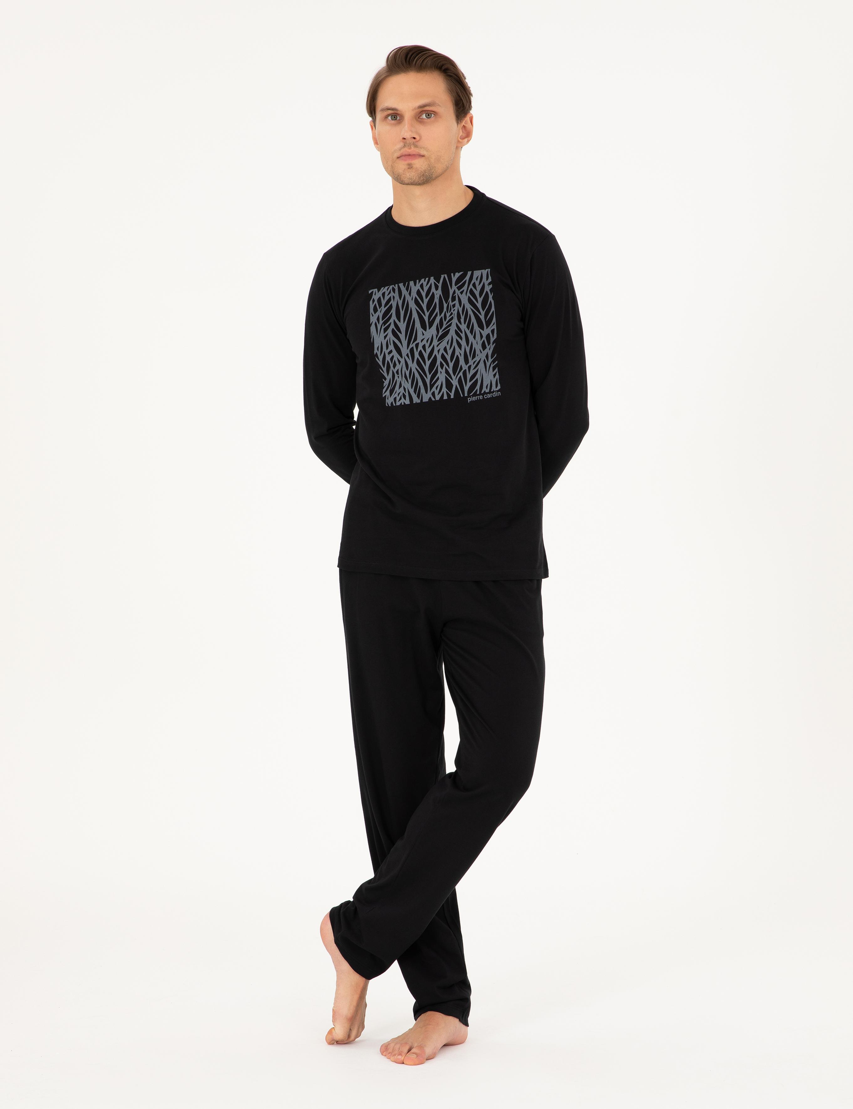 Siyah Uzunkol Pijama Takımı