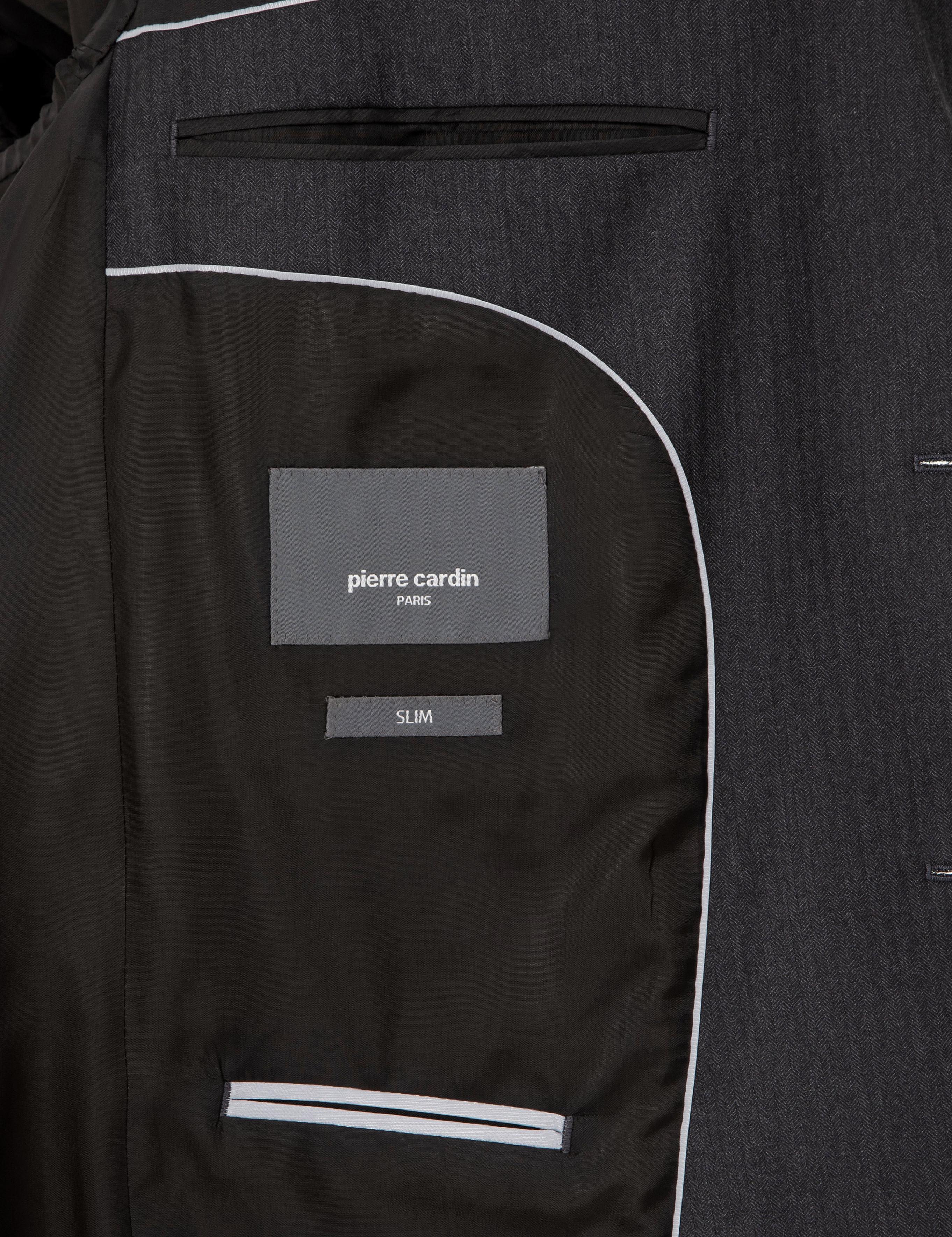 Antrasit Slim Fit Çizgili Yün Takım Elbise
