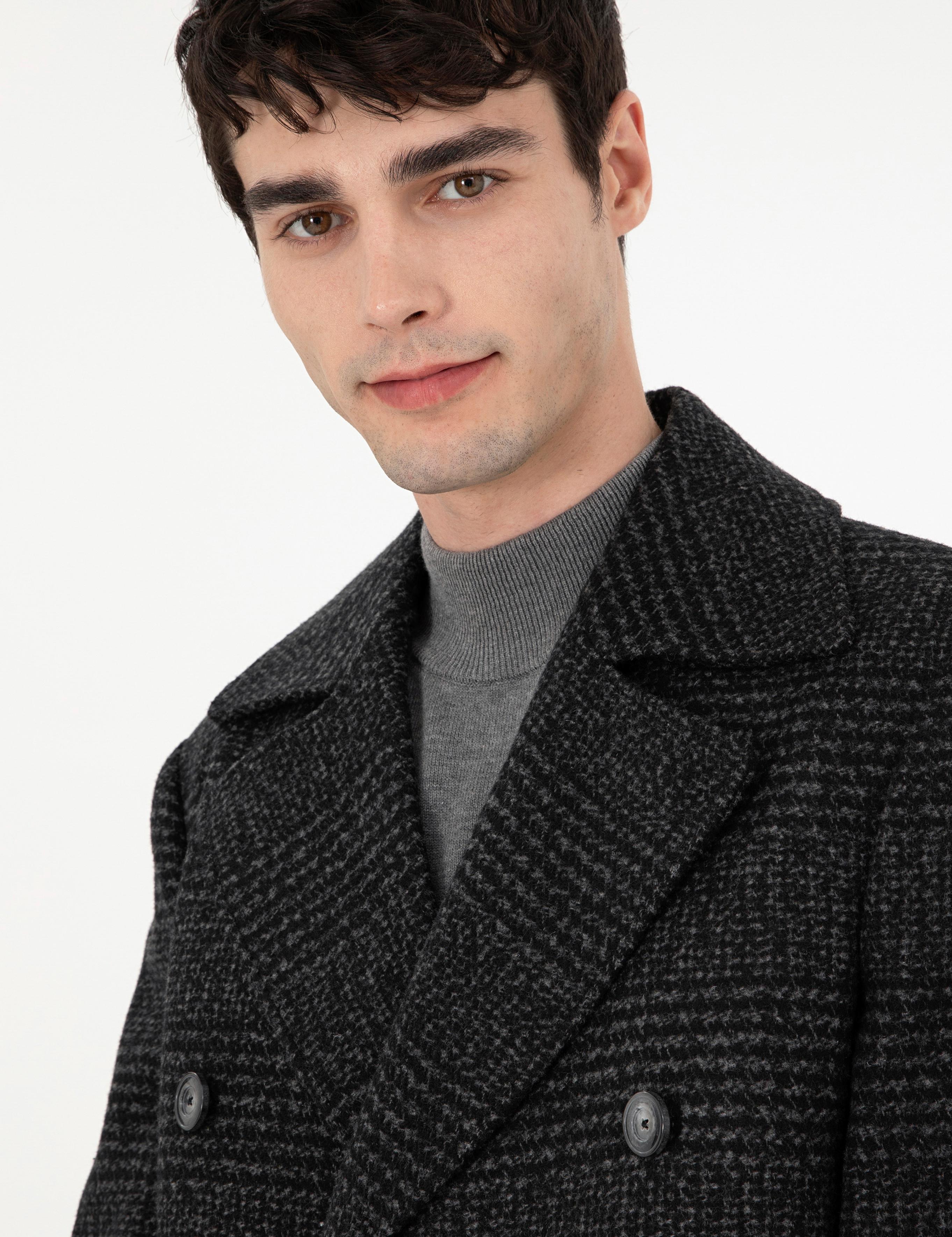 Füme Slim Fit Kaşe Kaban