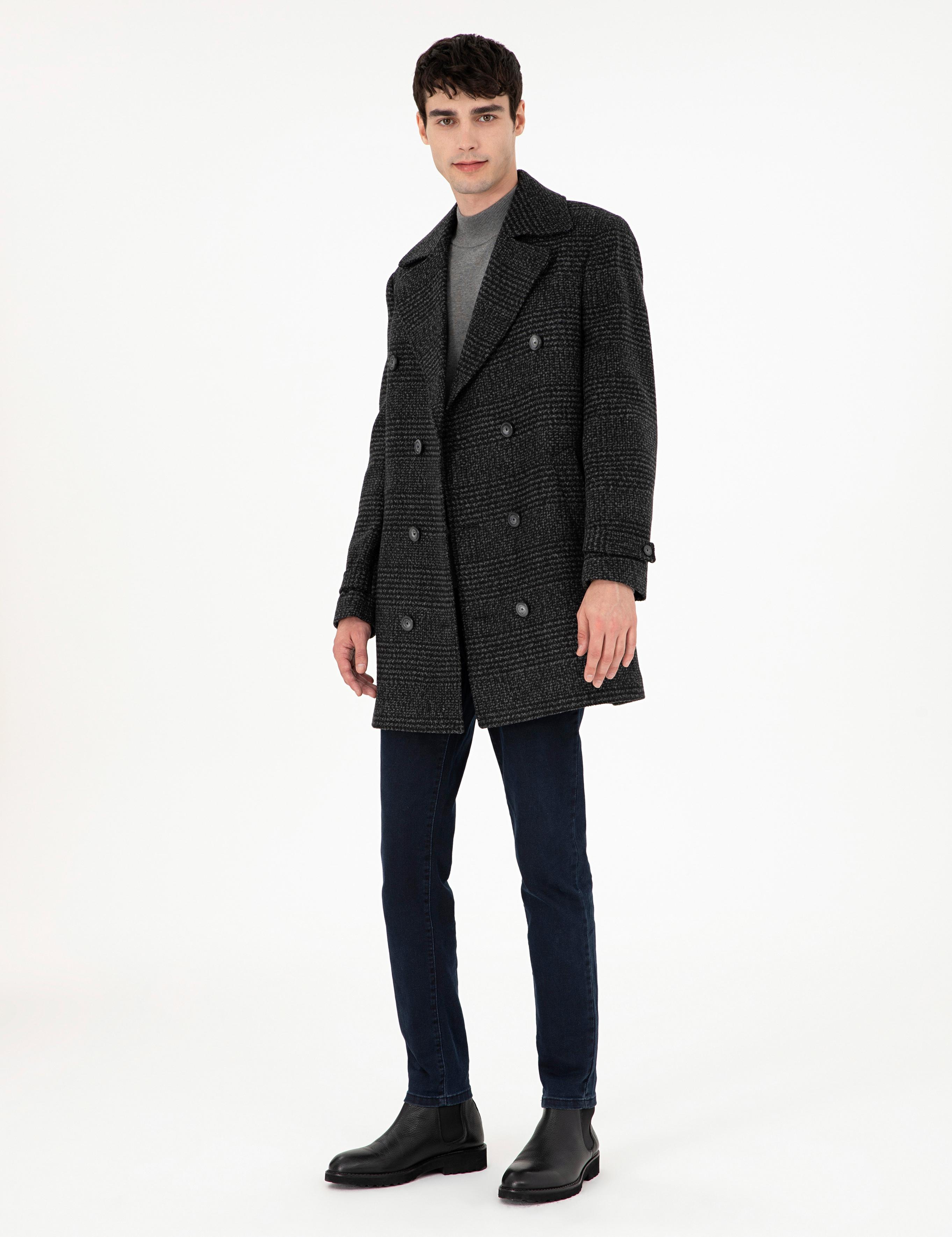 Füme Slim Fit Kaşe Kaban