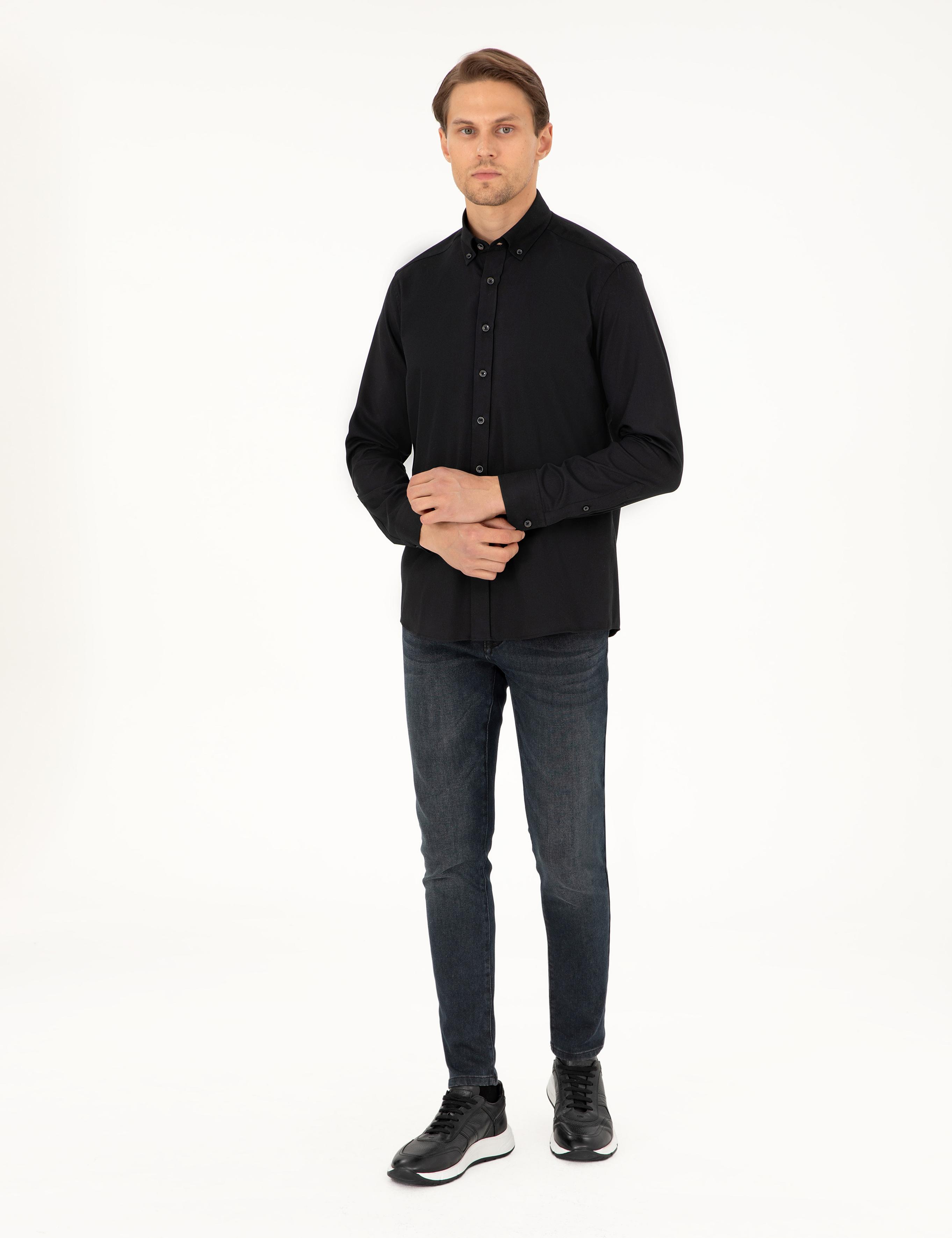 Siyah Regular Fit Uzun Kollu Gömlek