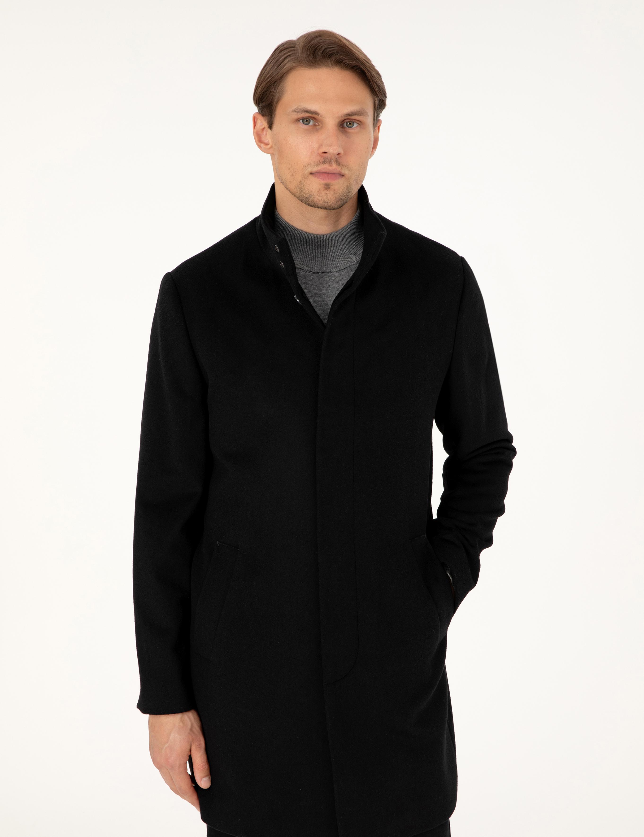 Siyah Slim Fit Palto