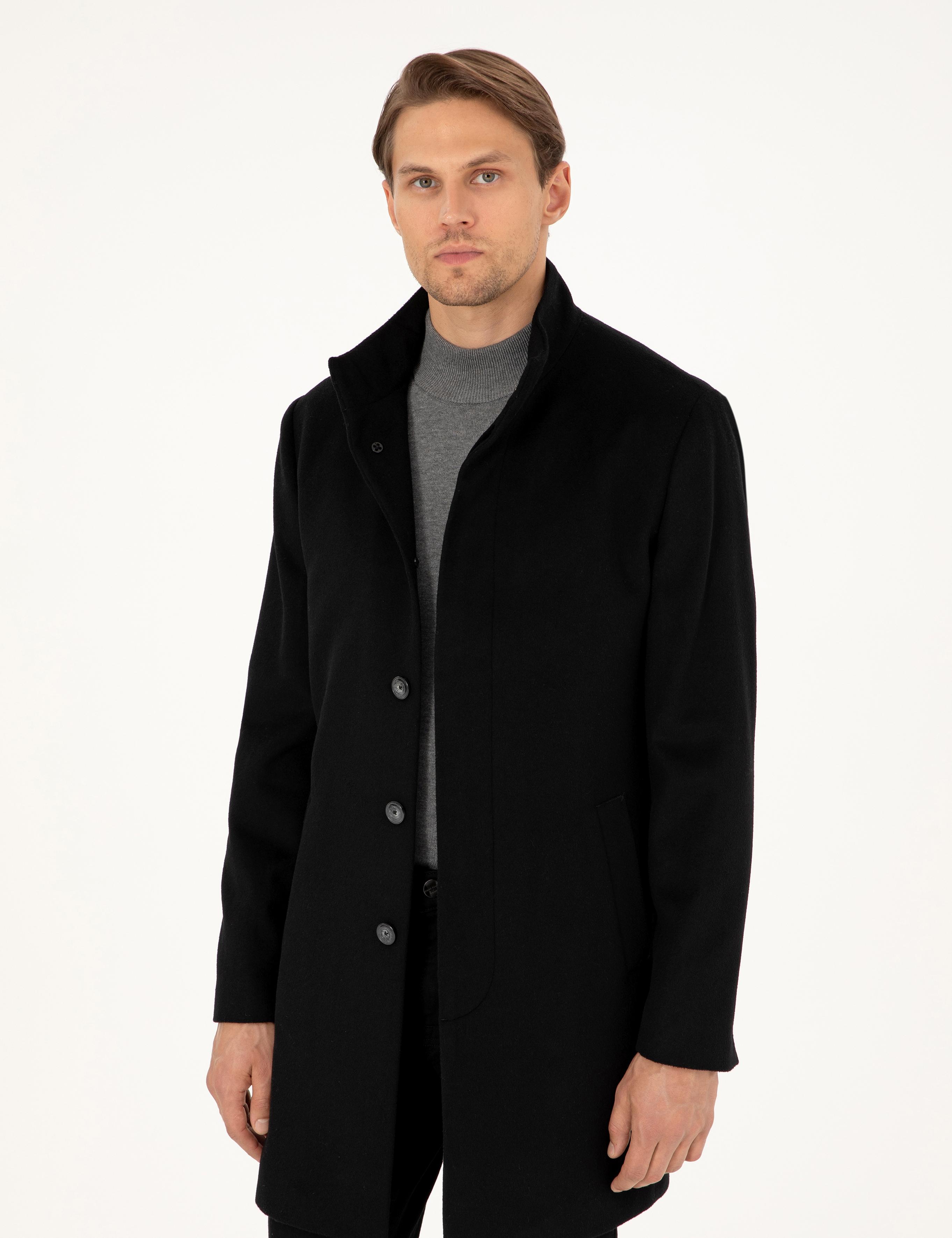 Siyah Slim Fit Palto