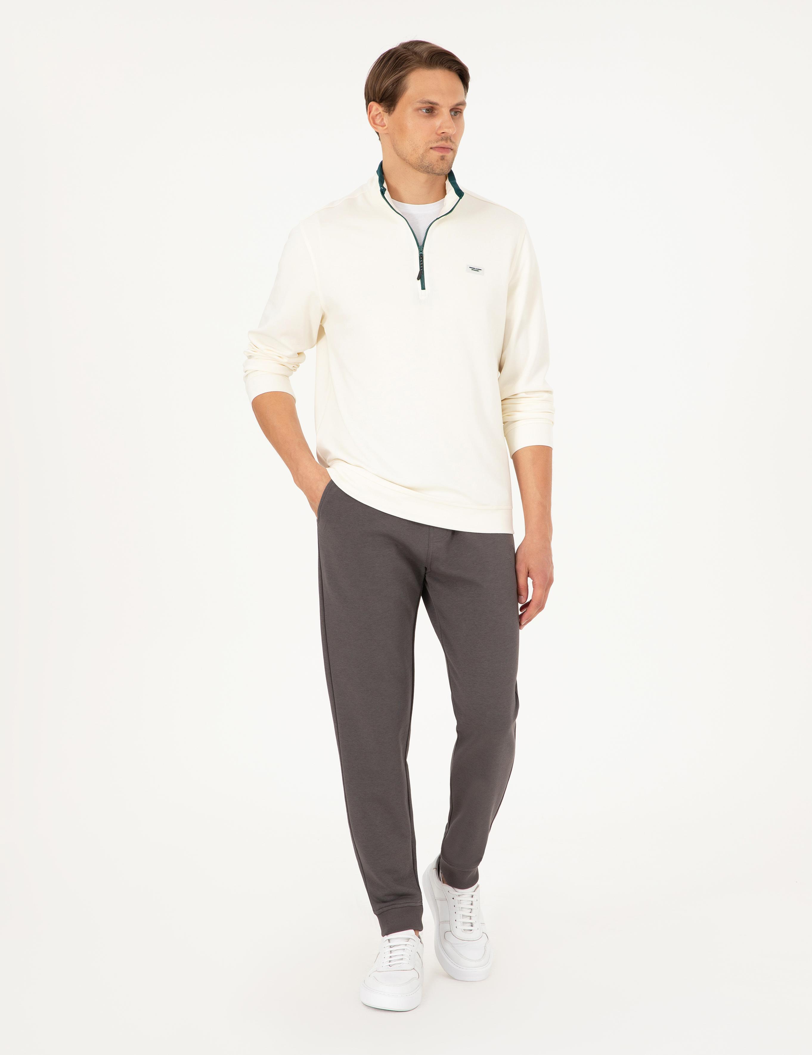 Antrasit Slim Fit 3 İplik Paçası Lastikli Eşofman Altı