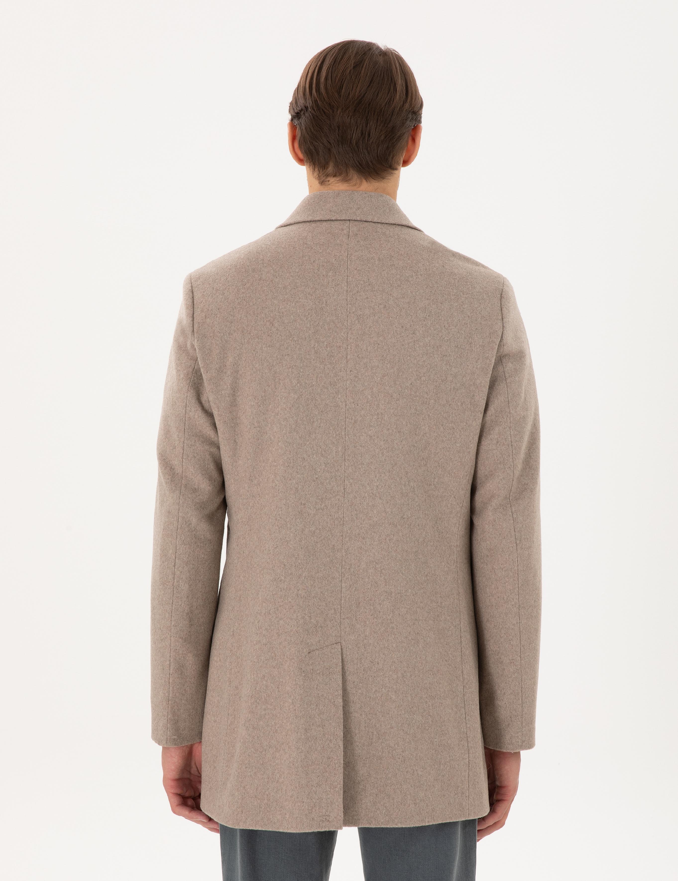 Bej Ex. Slim Fit Kaşe Kaban